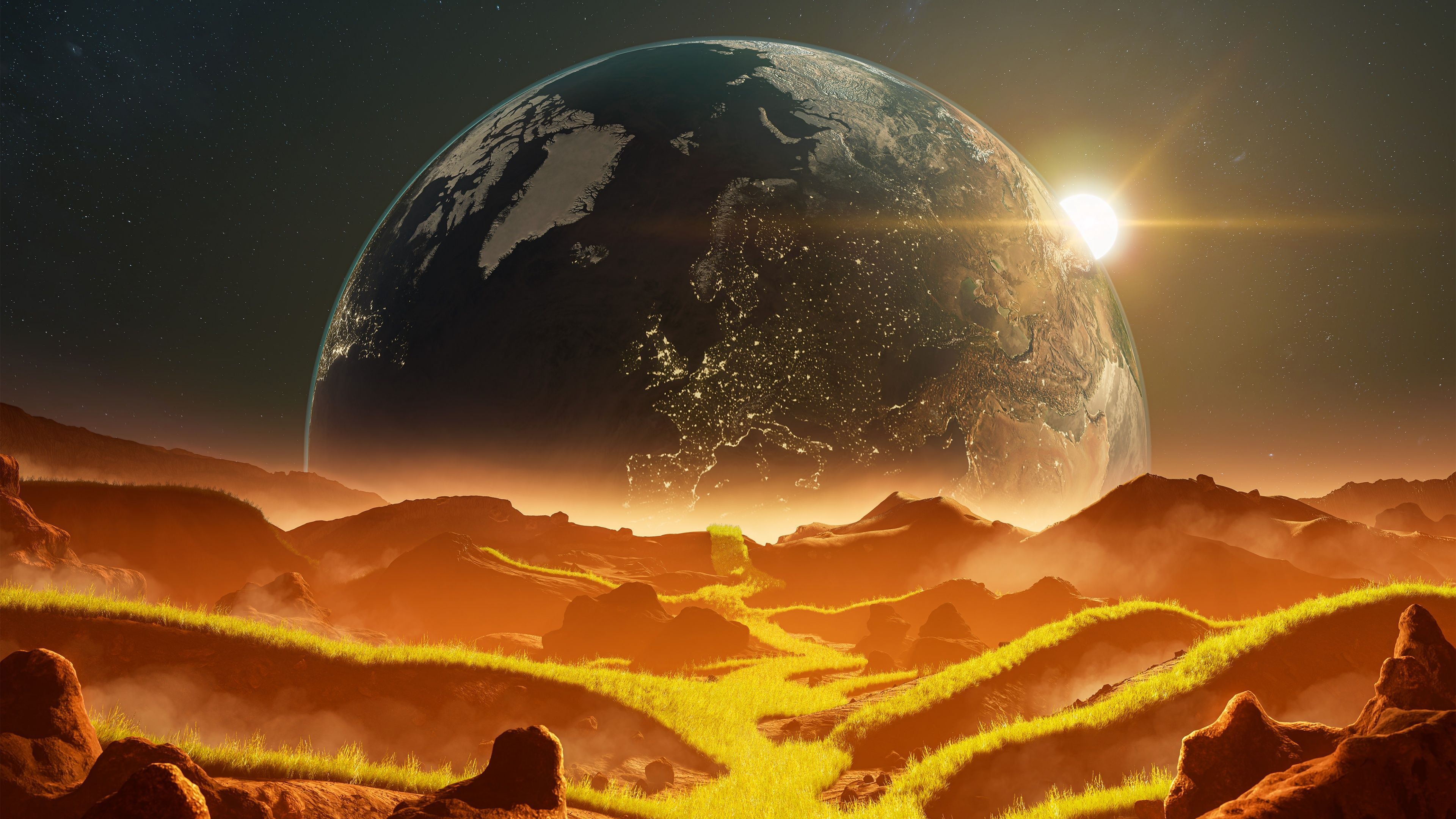 3840x2160 Digital Art Wallpaper 4K, Landscape, Planet Earth