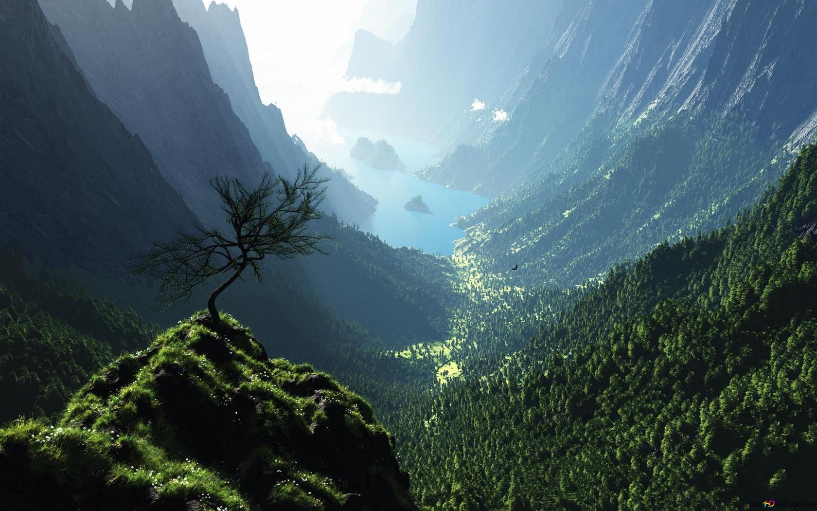 1680x1050 3D realistic nature Cove HD wallpaper download