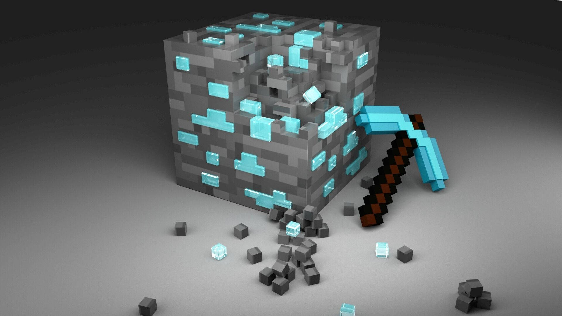 1920x1080 Download Minecraft Diamond Ore And Pickaxe Wallpaper