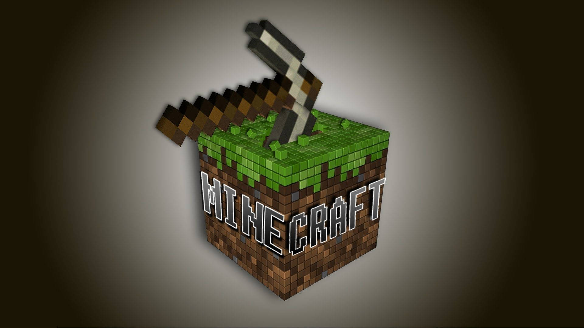 1920x1080 Download Minecraft Logo With Iron Pickaxe Wallpaper