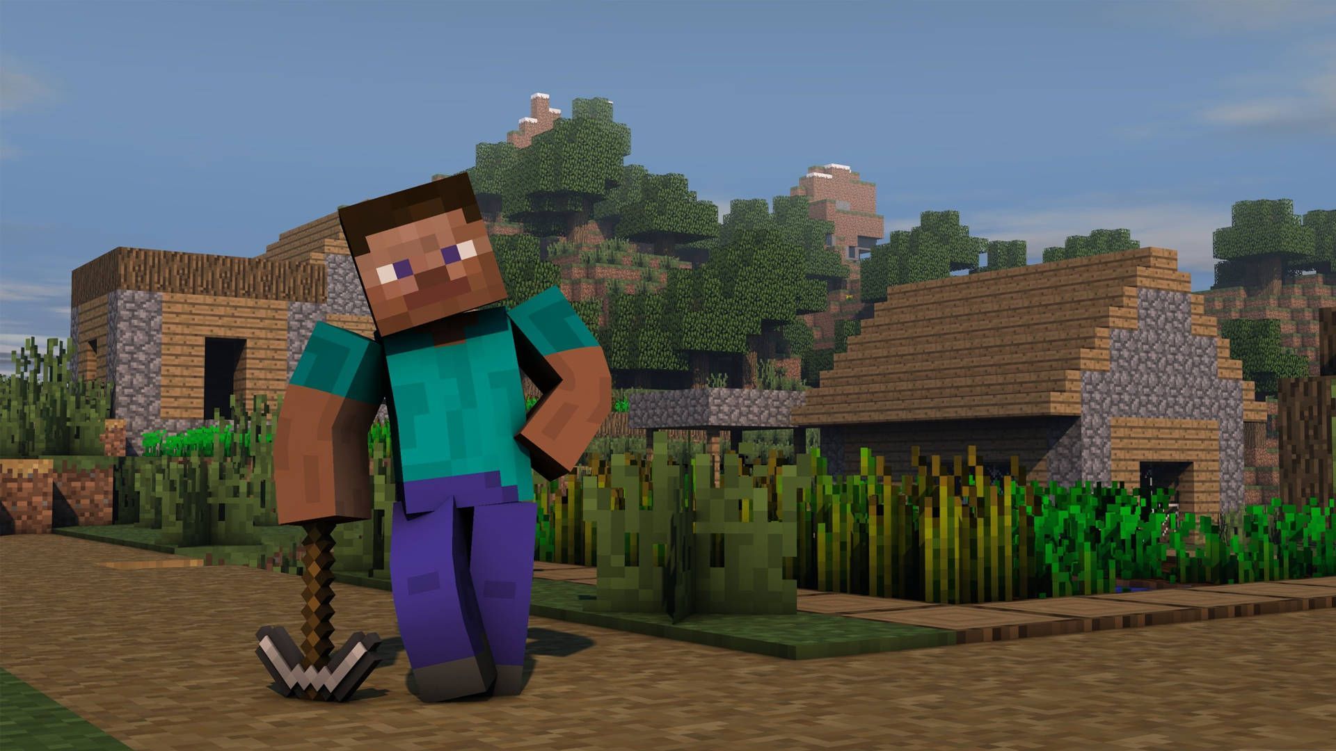 1920x1080 Download Steve With Iron Pickaxe Minecraft HD Wallpaper