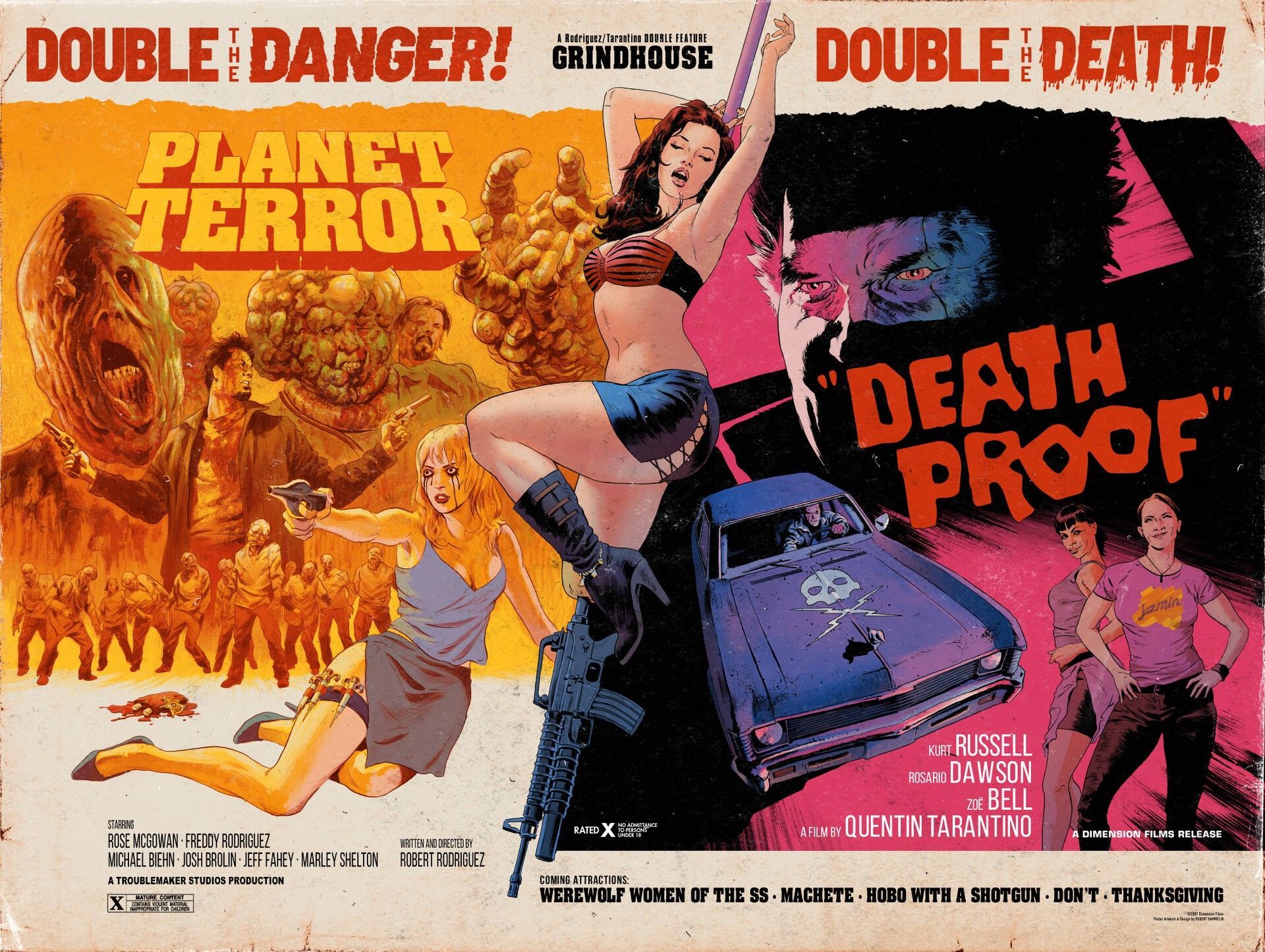 1920x1446 zombies, movie poster, digital art, artwork, Death Proof, Planet Terror, movies, Grindhouse, HD Wallpaper