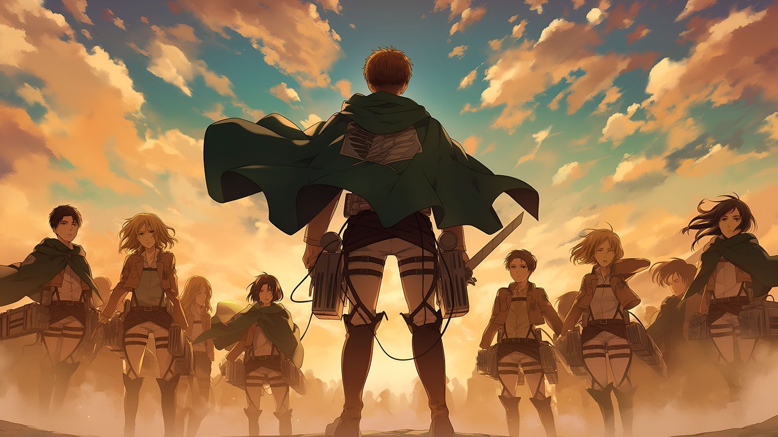 1536x864 Attack on Titan Scouts Sunset Desktop Wallpaper in 4K