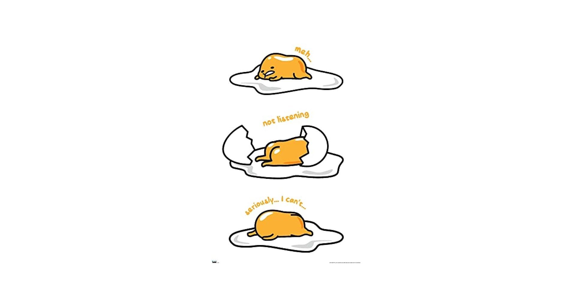 1910x1000 Trends International Gudetama Listening Wall Poster, 34L x 22.4W, Premium Unframed Version: Posters & Prints