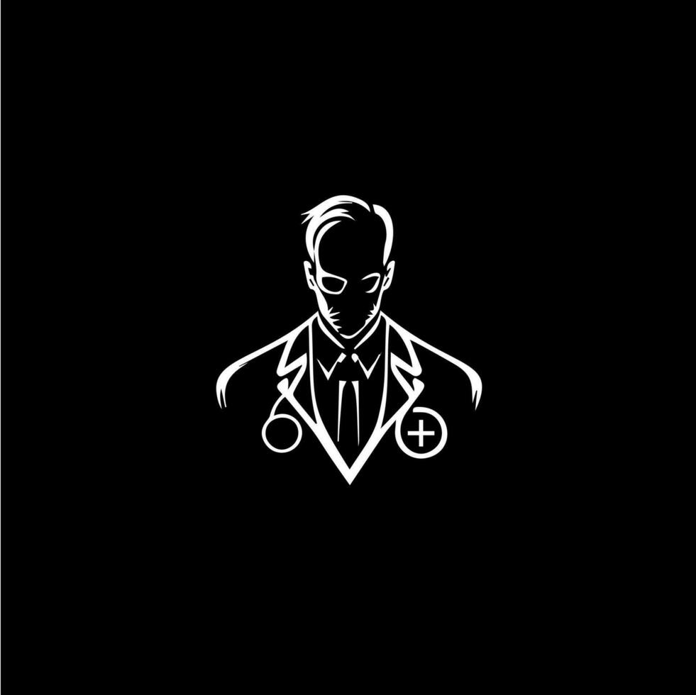 981x980 Doctor person silhouette, pharmacist worker abstract icon, health care worker sign, round logo for pharmacy, clinic, hospital. Vector illustration