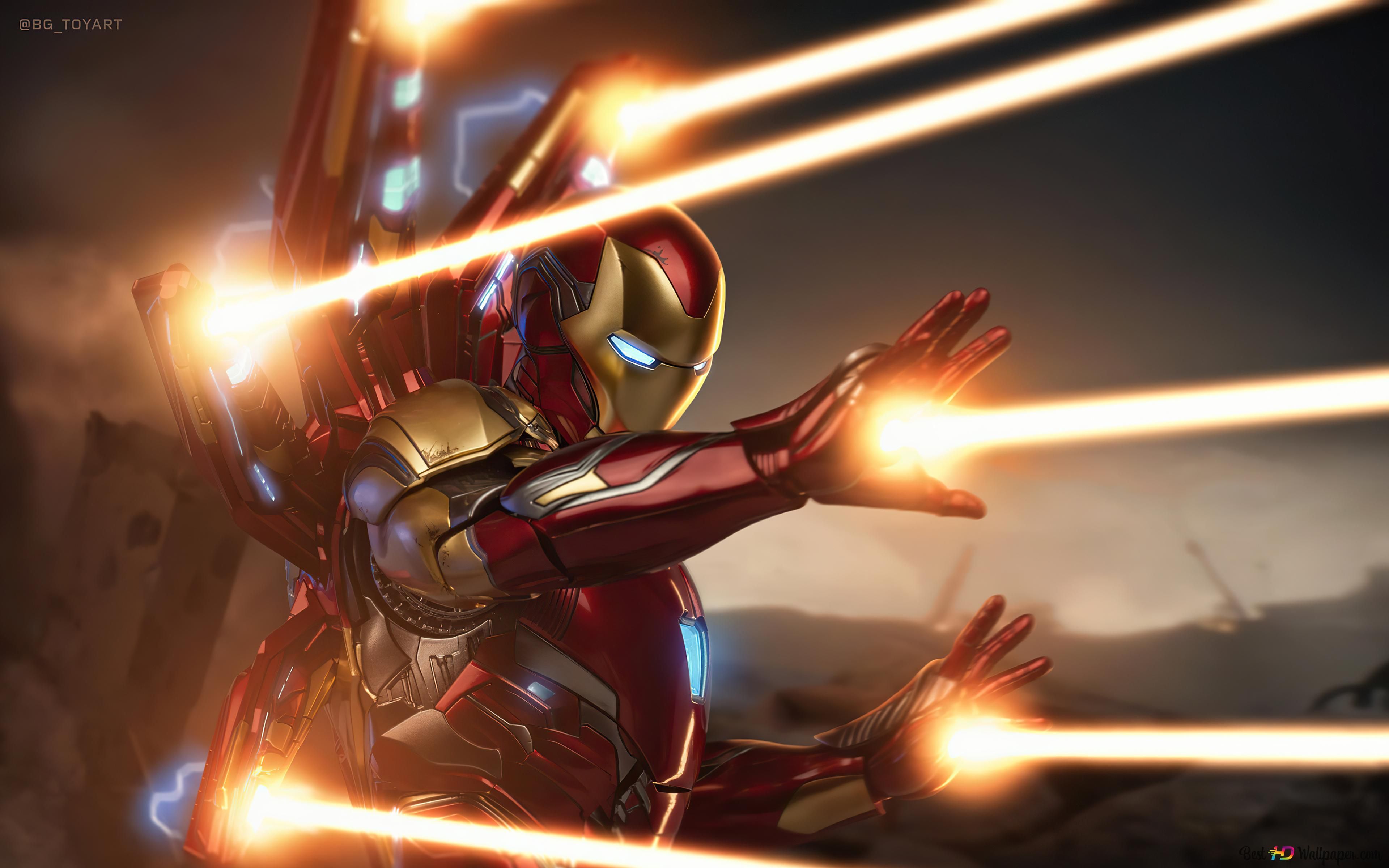 3840x2400 Iron Man: Avengers End Game; Iron Man Using His All Blaster Weapons 4K wallpaper download