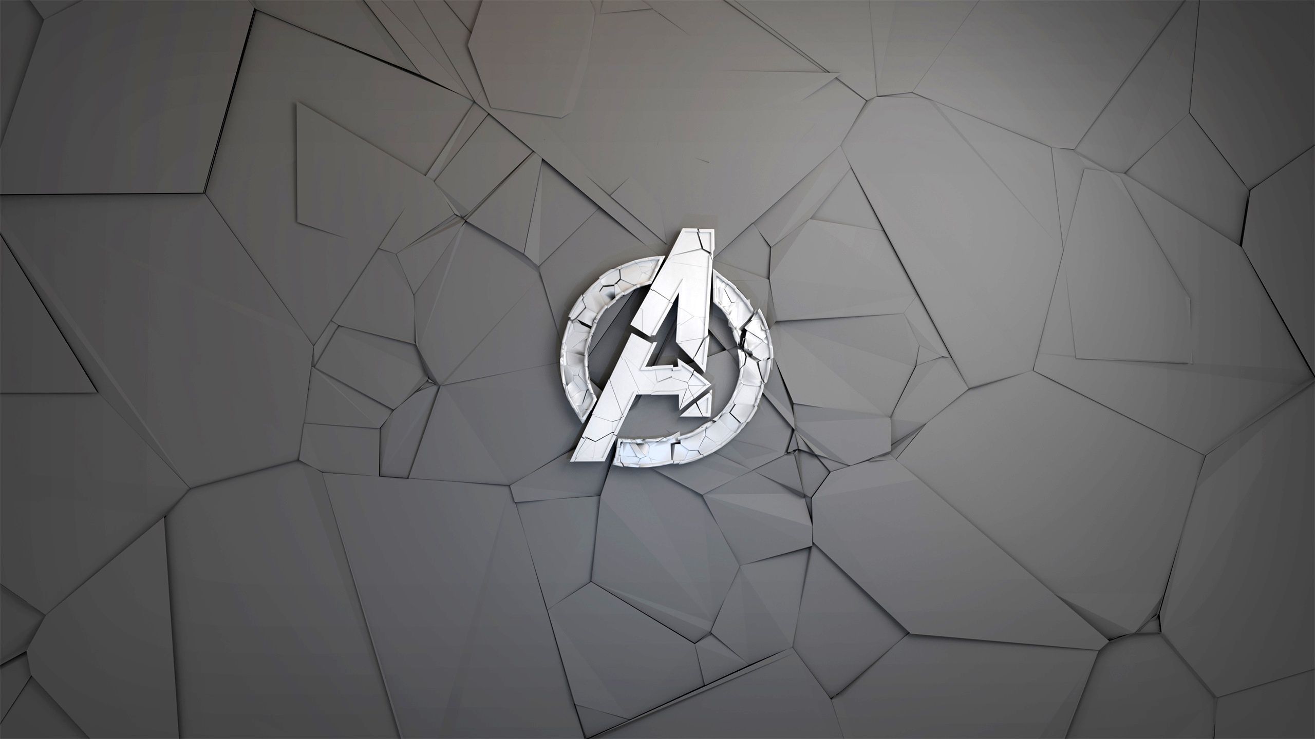 2560x1440 Wallpaper fragments, background, graphics, logo, Logo, comic, MARVEL, The Avengers for mobile and desktop, section минимализм, resolution 2560x1440