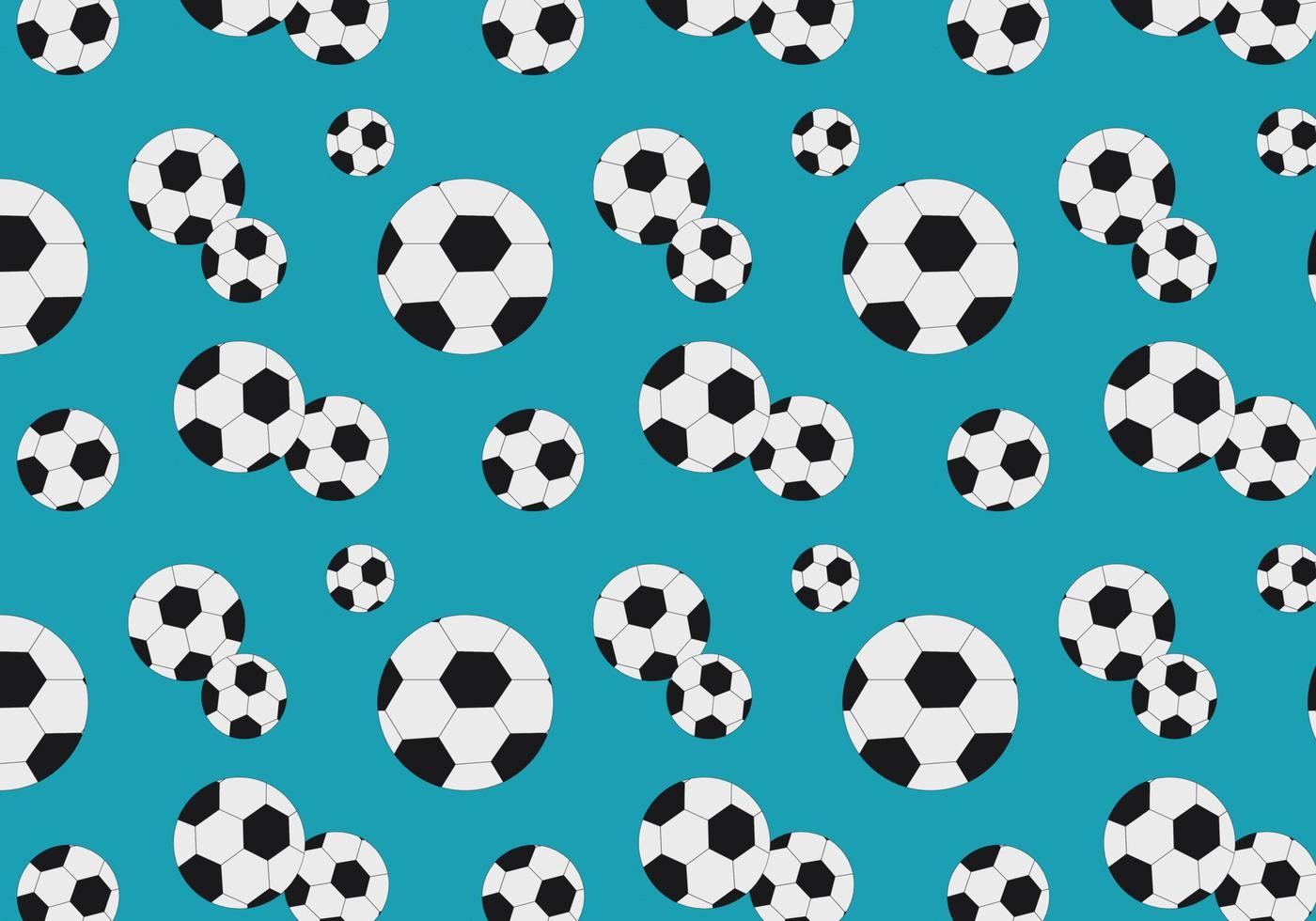 1400x980 Bright cute pattern with soccer balls on blue background. Seamless pattern with soccer for decoration design. Football wallpaper. Vector illustration