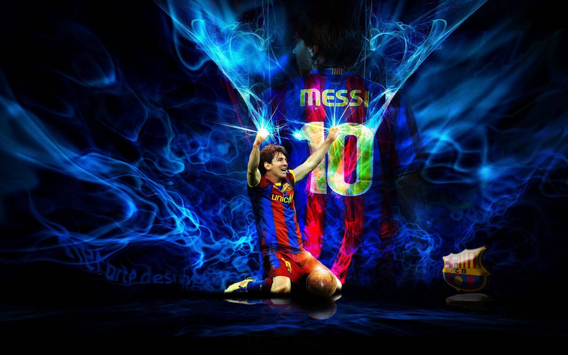 1920x1200 Download Cool Soccer Messi Blue Abstract Wallpaper