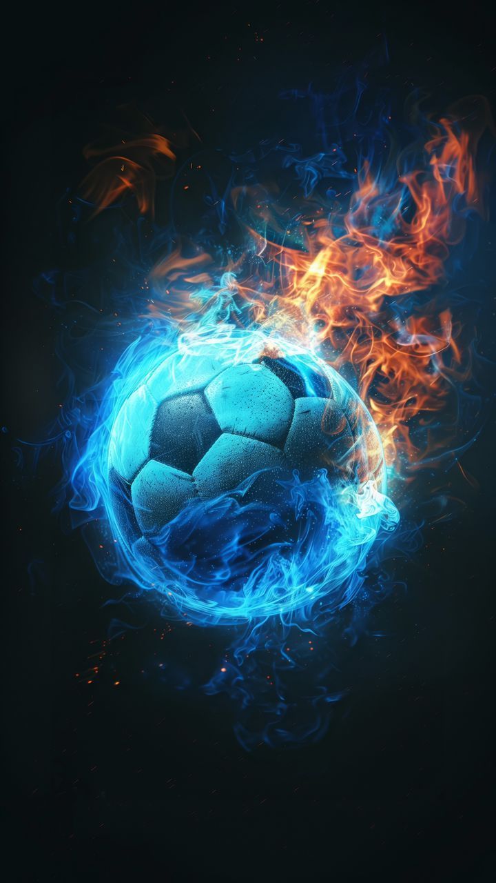 720x1280 free wallpaper 4K ball, football, flame, art for mobile and desktop
