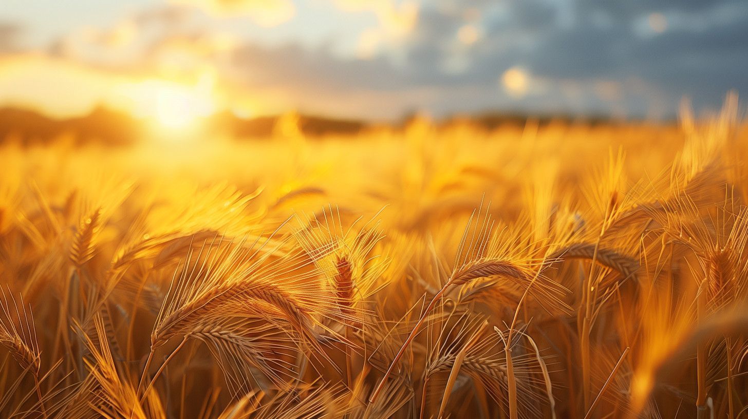 1456x816 Golden Wheat Field Sunset Presentation Background