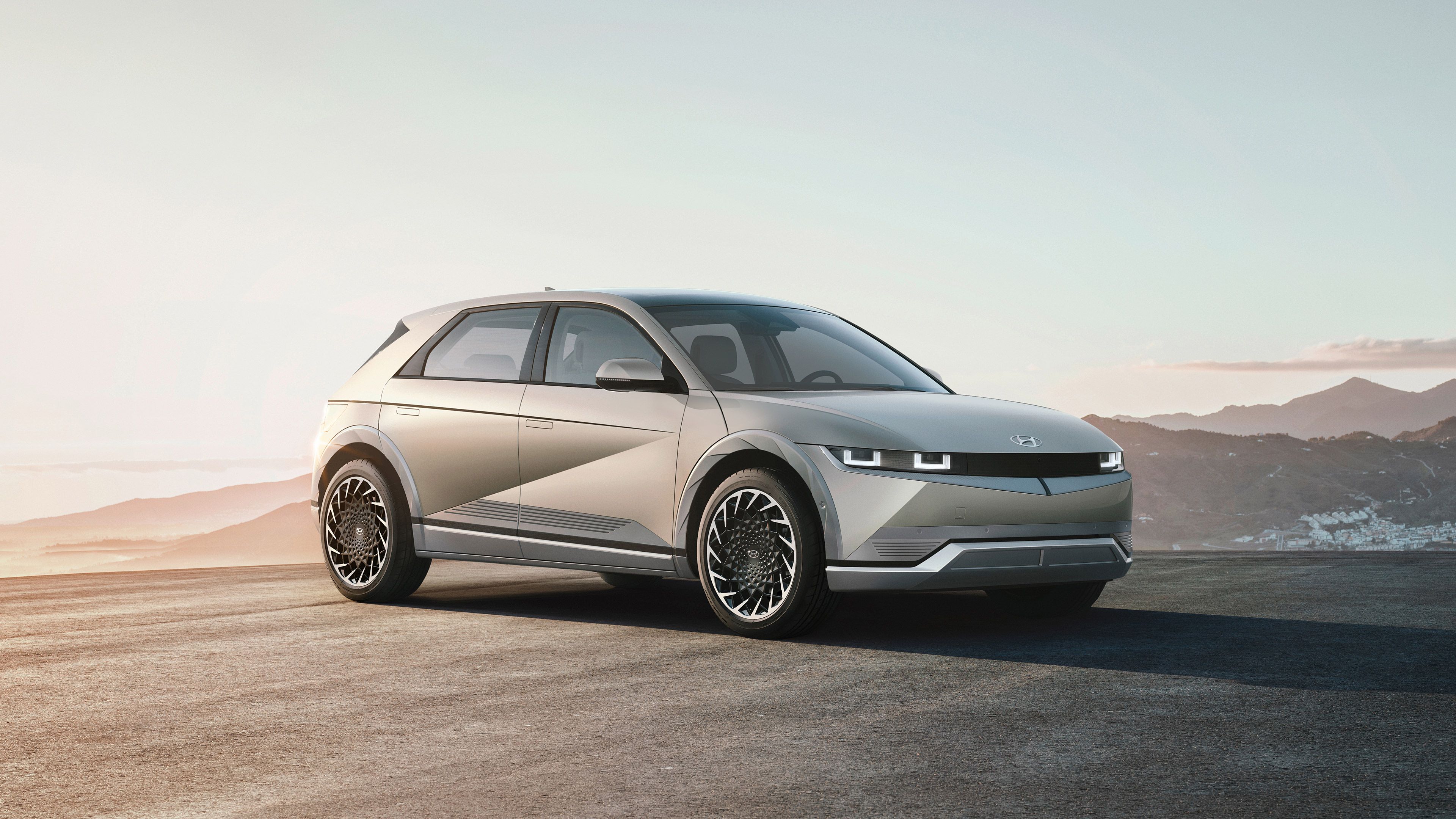 3840x2160 Download Silver Car SUV Car Hyundai Vehicle Hyundai IONIQ 5 4k Ultra HD Wallpaper
