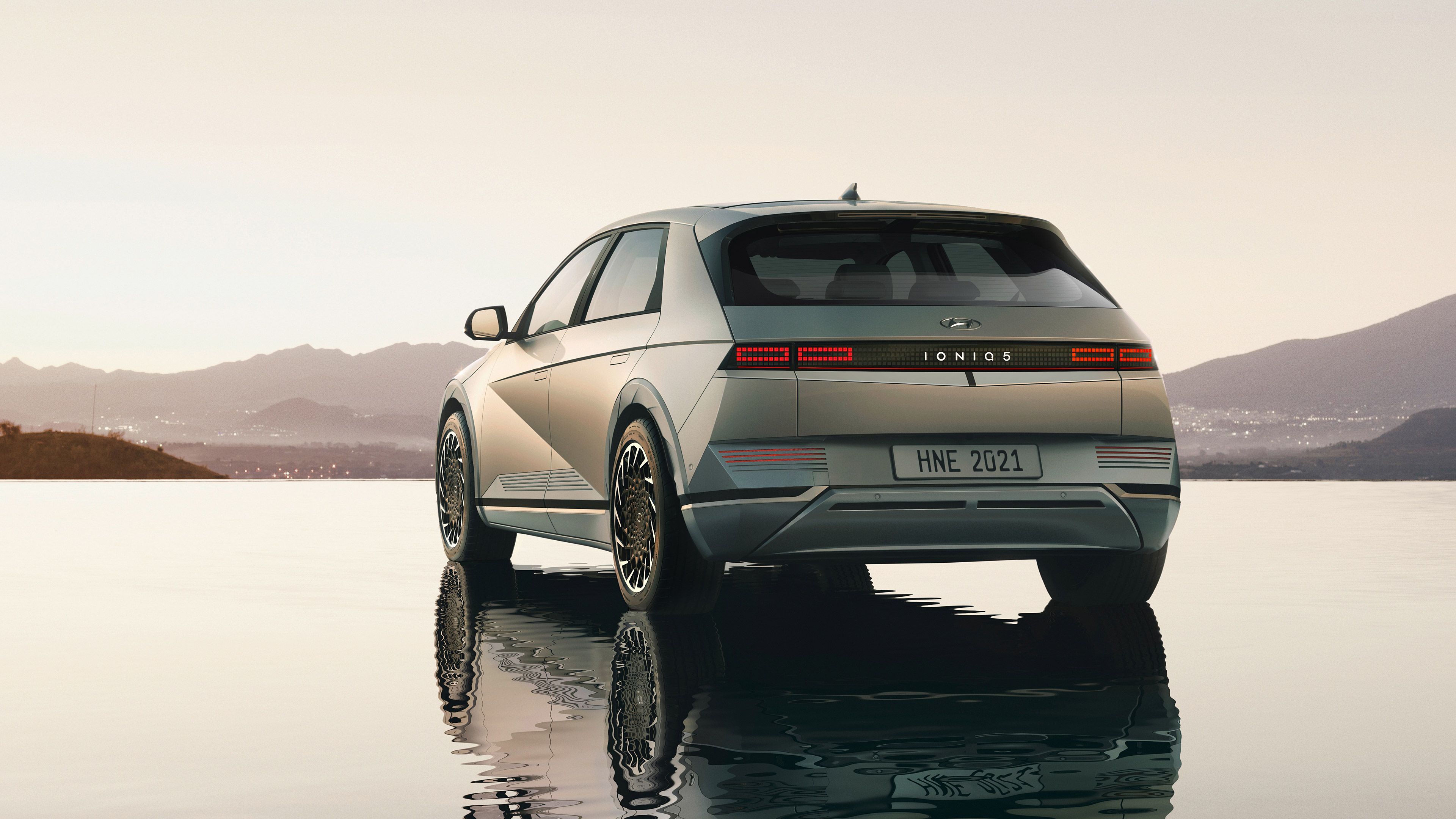 3840x2160 Download Silver Car SUV Car Hyundai Vehicle Hyundai IONIQ 5 4k Ultra HD Wallpaper