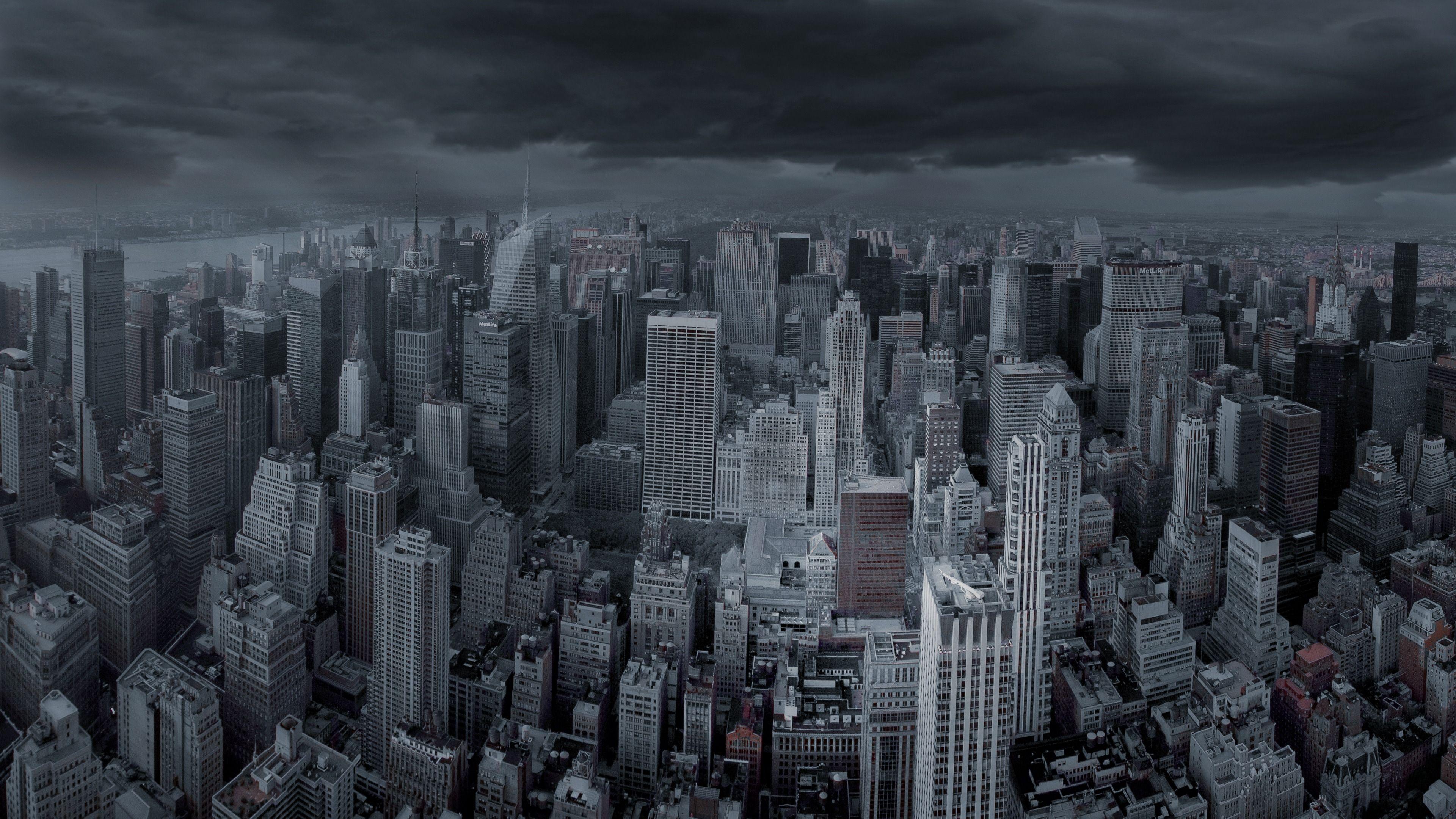 3840x2160 New York City Dark Skies Panorama 4K Ultra HD Desktop Wallpaper