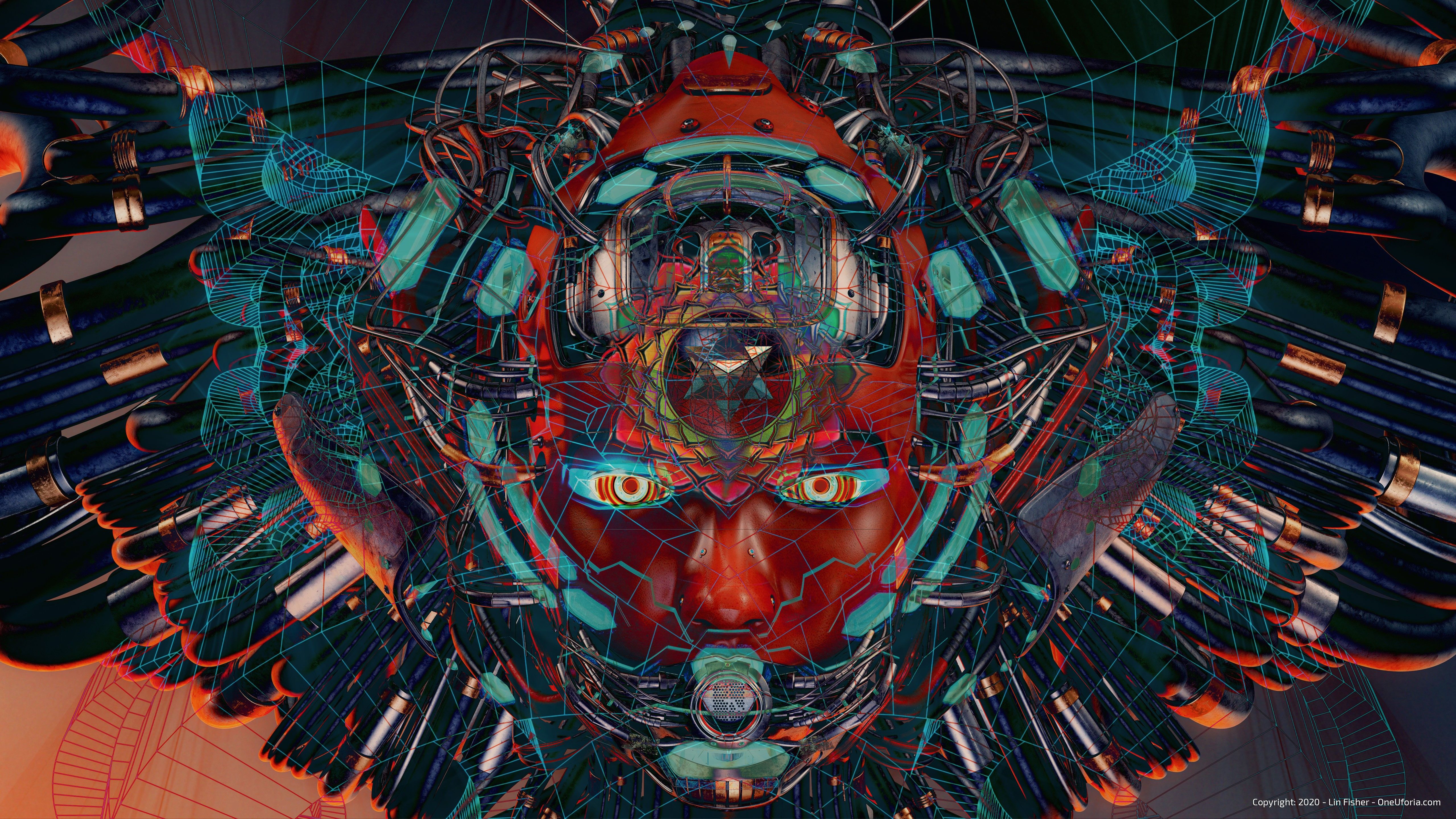5120x2880 4K, metaphysical, spiritual, AI, sacred geometry, frontal view, futuristic, surreal, HD Wallpaper