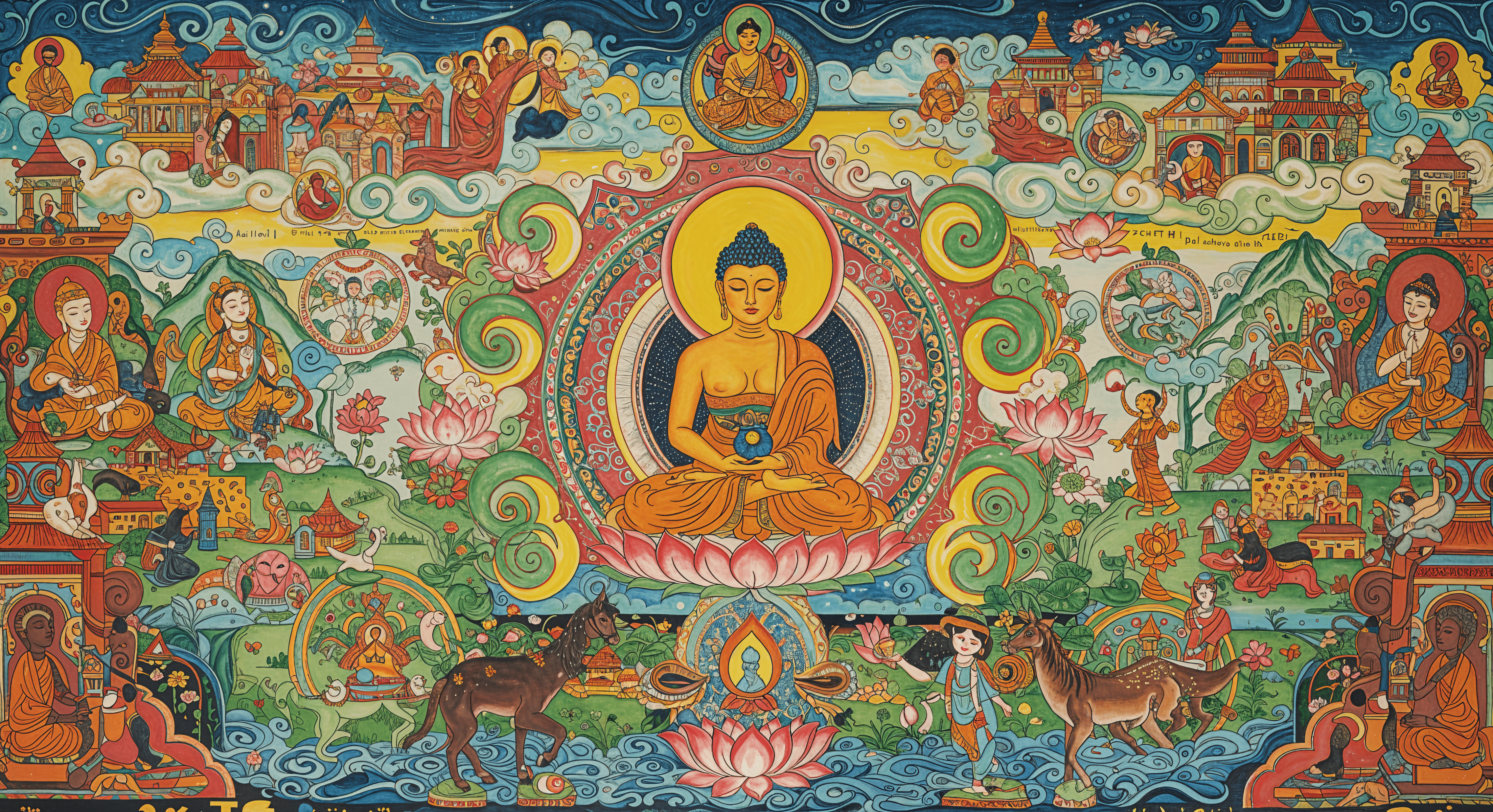 4544x2472 Buddhist Serenity: 4K Ultra HD Wallpaper of Spiritual Harmony