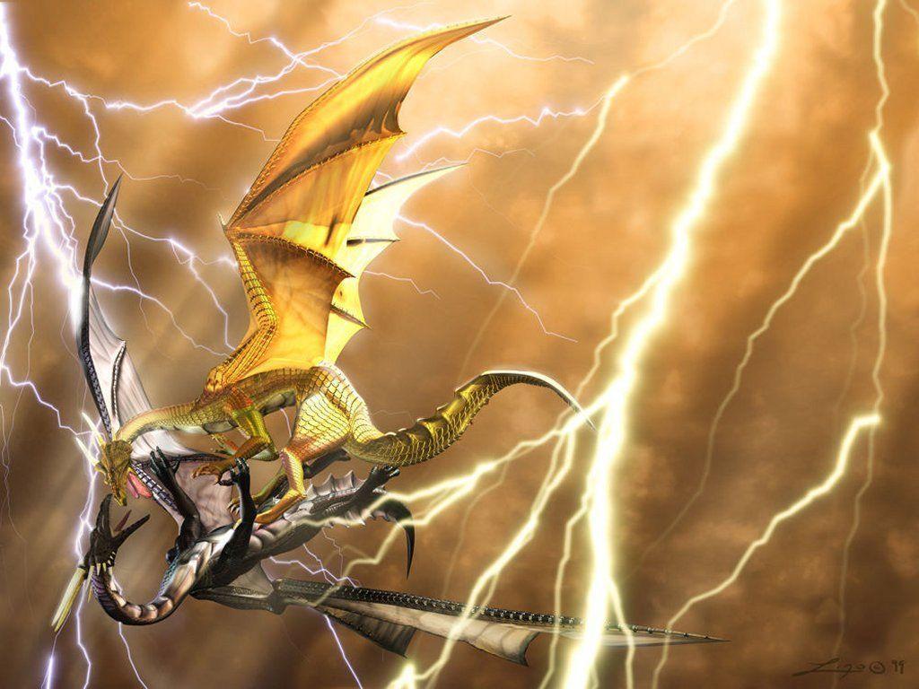 1024x768 Lightning Dragon Wallpaper