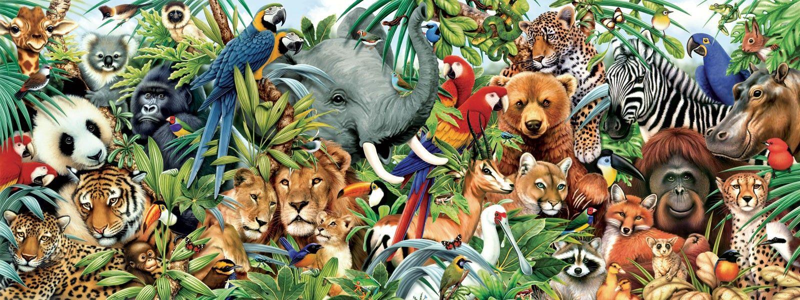 1600x600 Jungle Animals Wallpaper