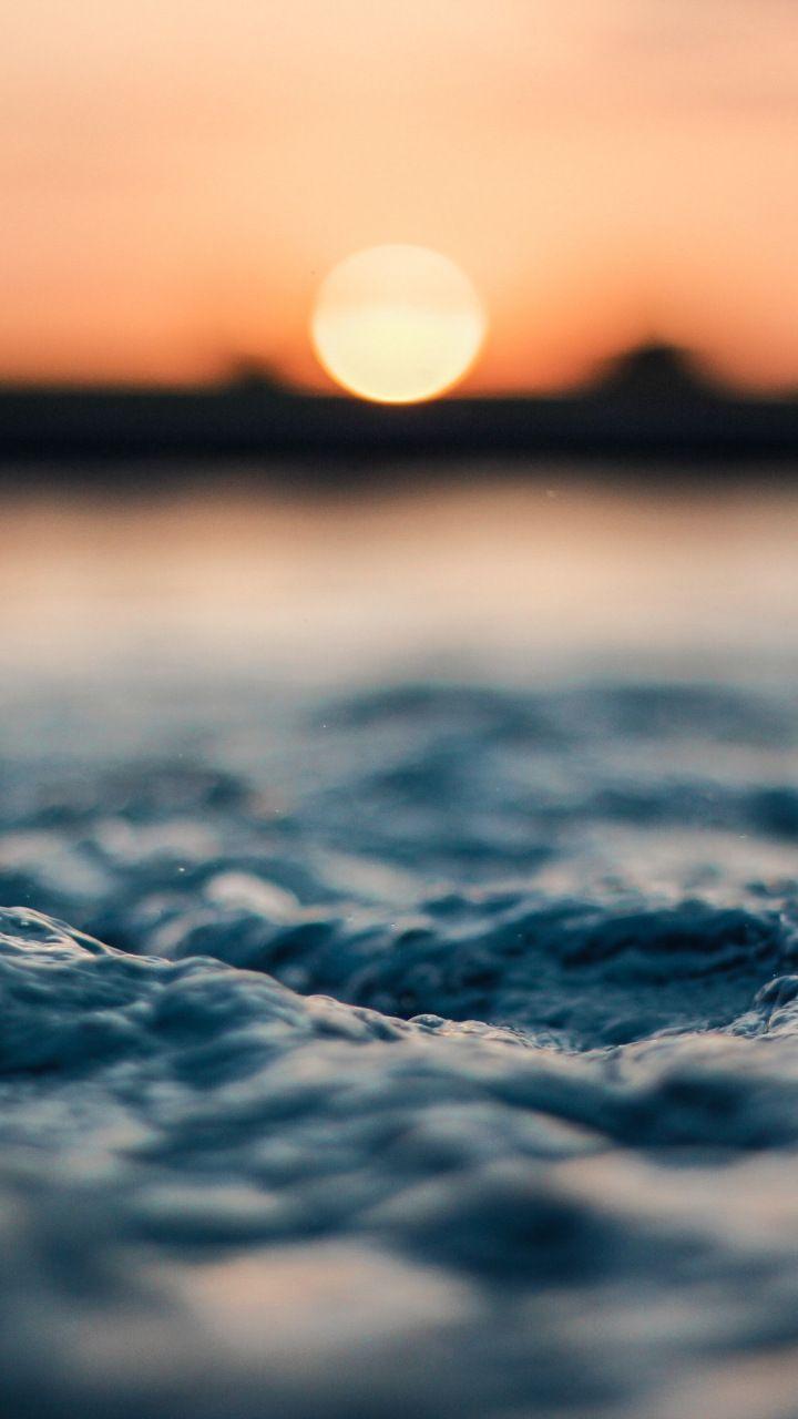 720x1280 Body of water, sea waves, foam, close up, sunset, 720x1280