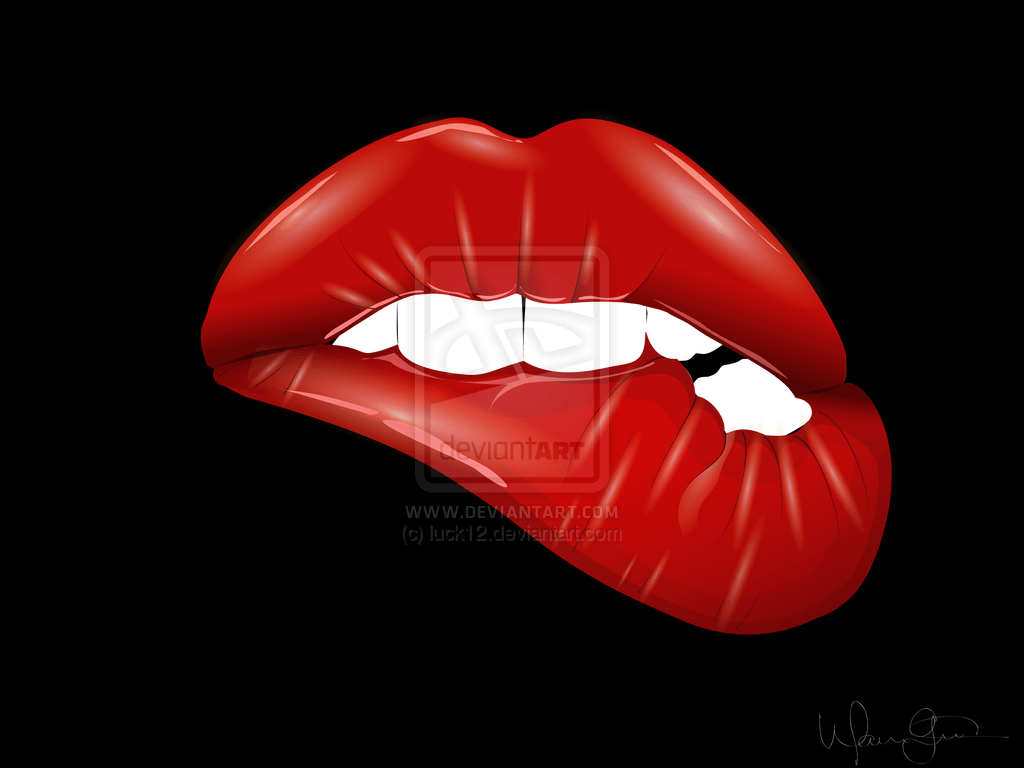 1024x768 Red Lips Wallpaper
