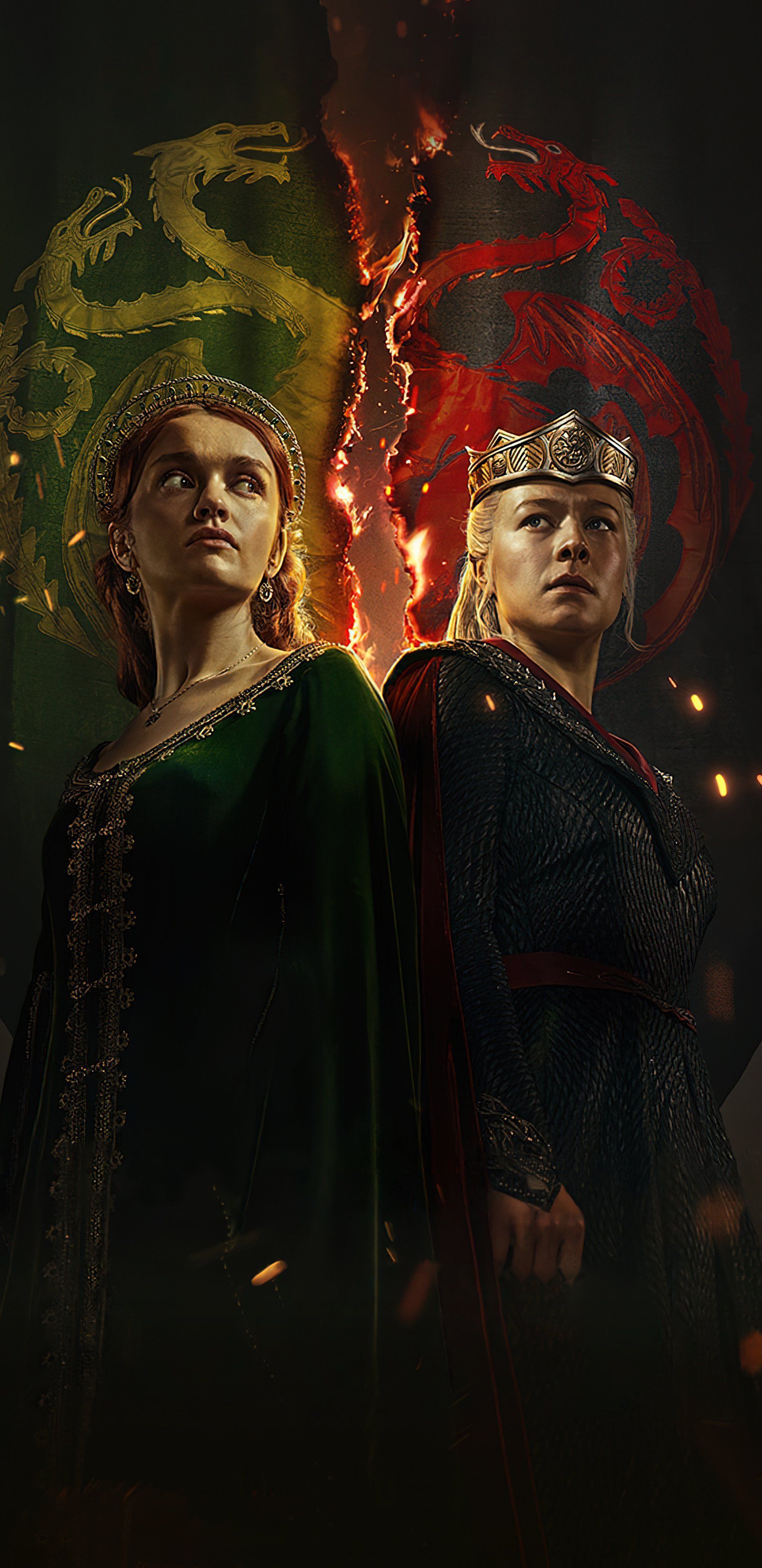 1868x3840 Komix BroK Wallpaper & Textless Posters! on X: House of the Dragon [Sky TV] S2 (4K UHD) TEXTLESS MOBILE WALLPAPER for iPhone & Samsung with Rhaenyra Targaryen & Alicent Hightower!