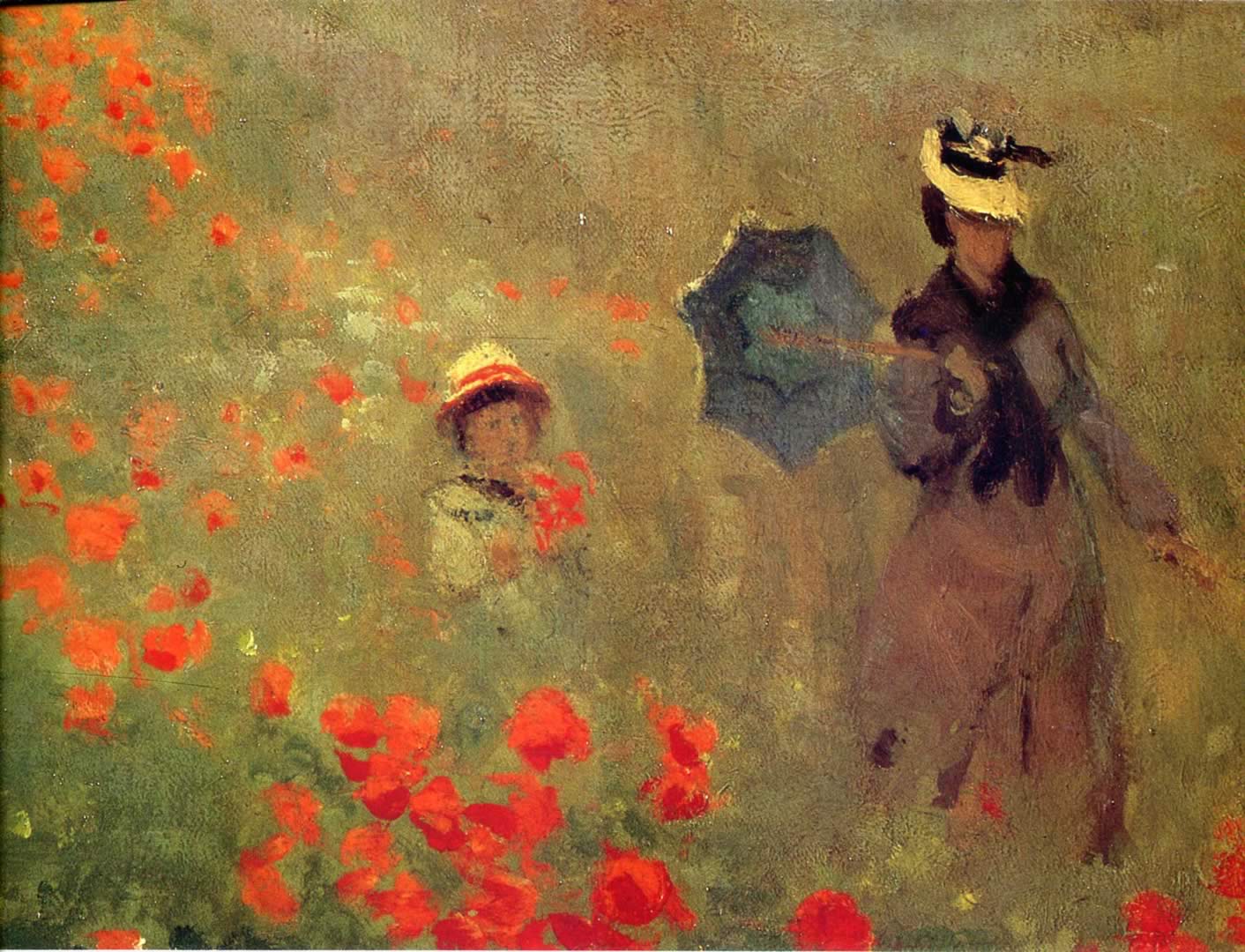 1412x1080 Poppies At Argenteuil Close Up - Hình nền Claude Monet