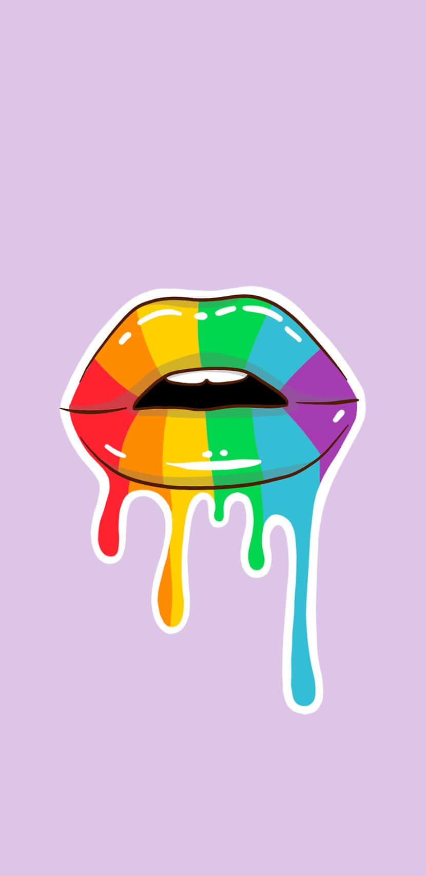 830x1706 Download Lips With Melting Cute LGBT Rainbow Color Digital Art Wallpaper