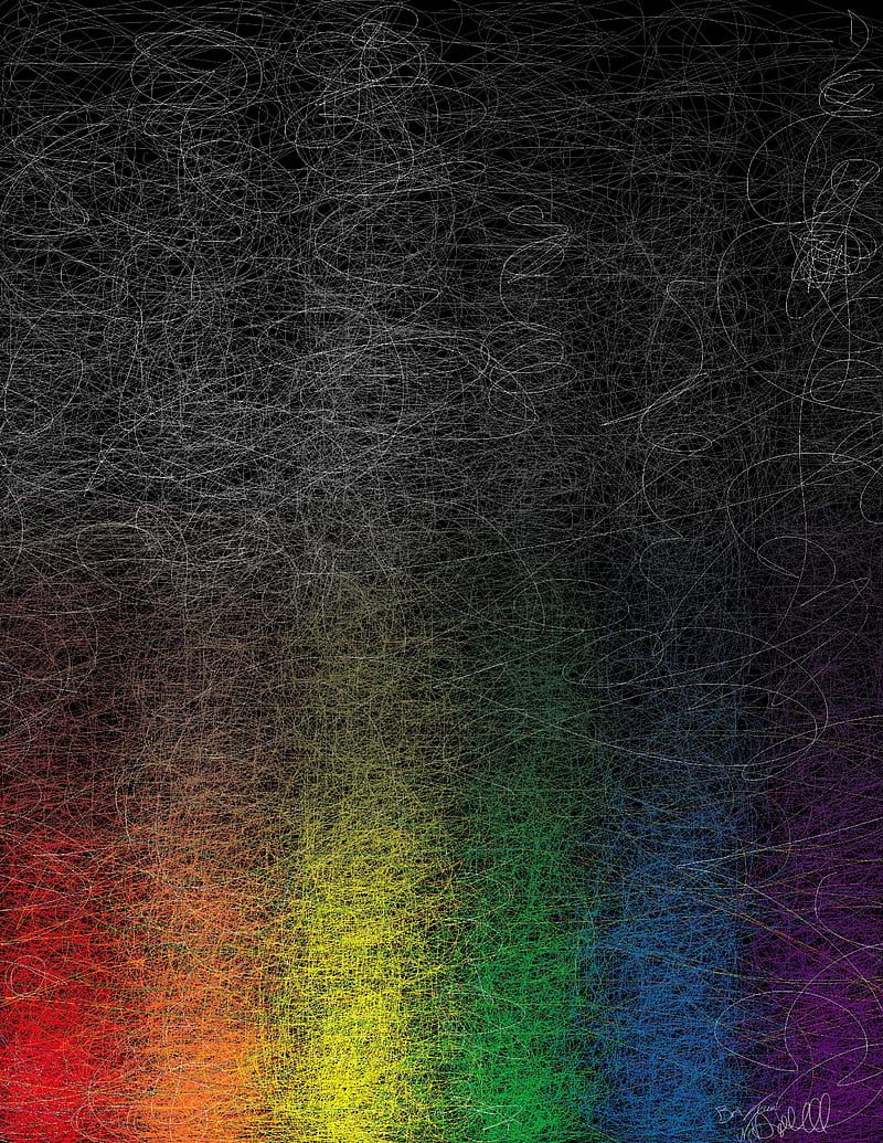 800x1035 Rainbow Scribbles, abstract, art, black, colorful, gay, handmade art, indie, HD phone wallpaper