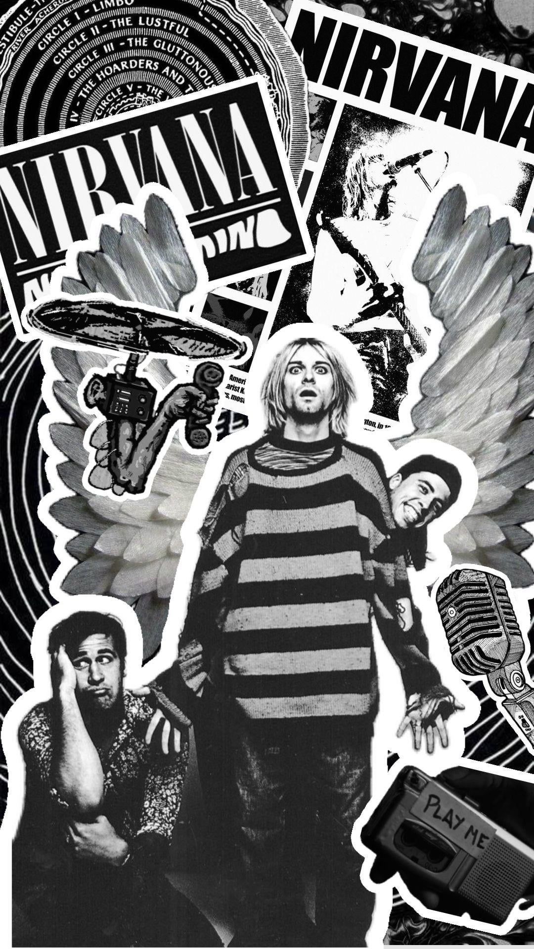 1080x1920 Made a black and white band wallpaper out of cutouts, I kinda like how it turned out, what do you guys and gals think?