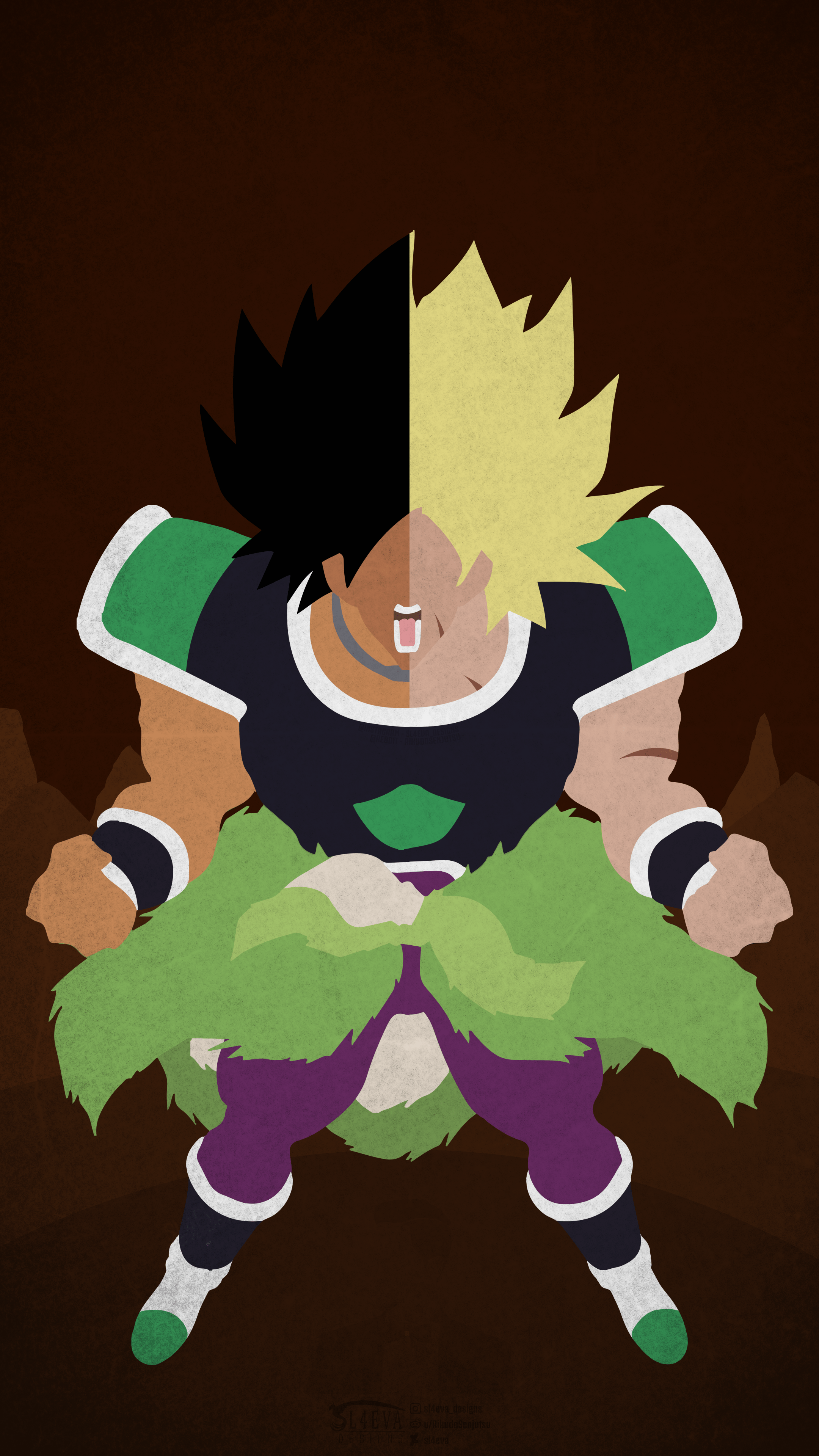 2160x3840 OC Fury and Super Saiyan Broly Minimal Mobile Wallpaper