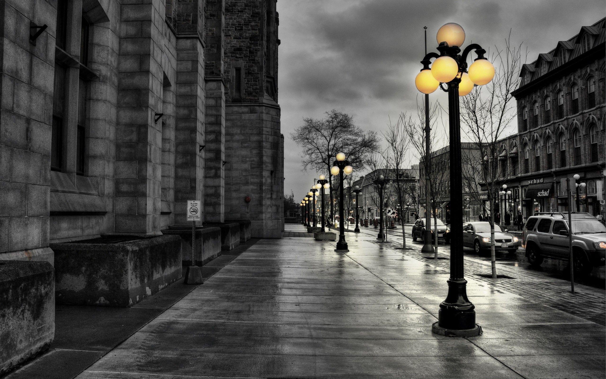 2560x1600 black white, lights, buildings, hdr HD .