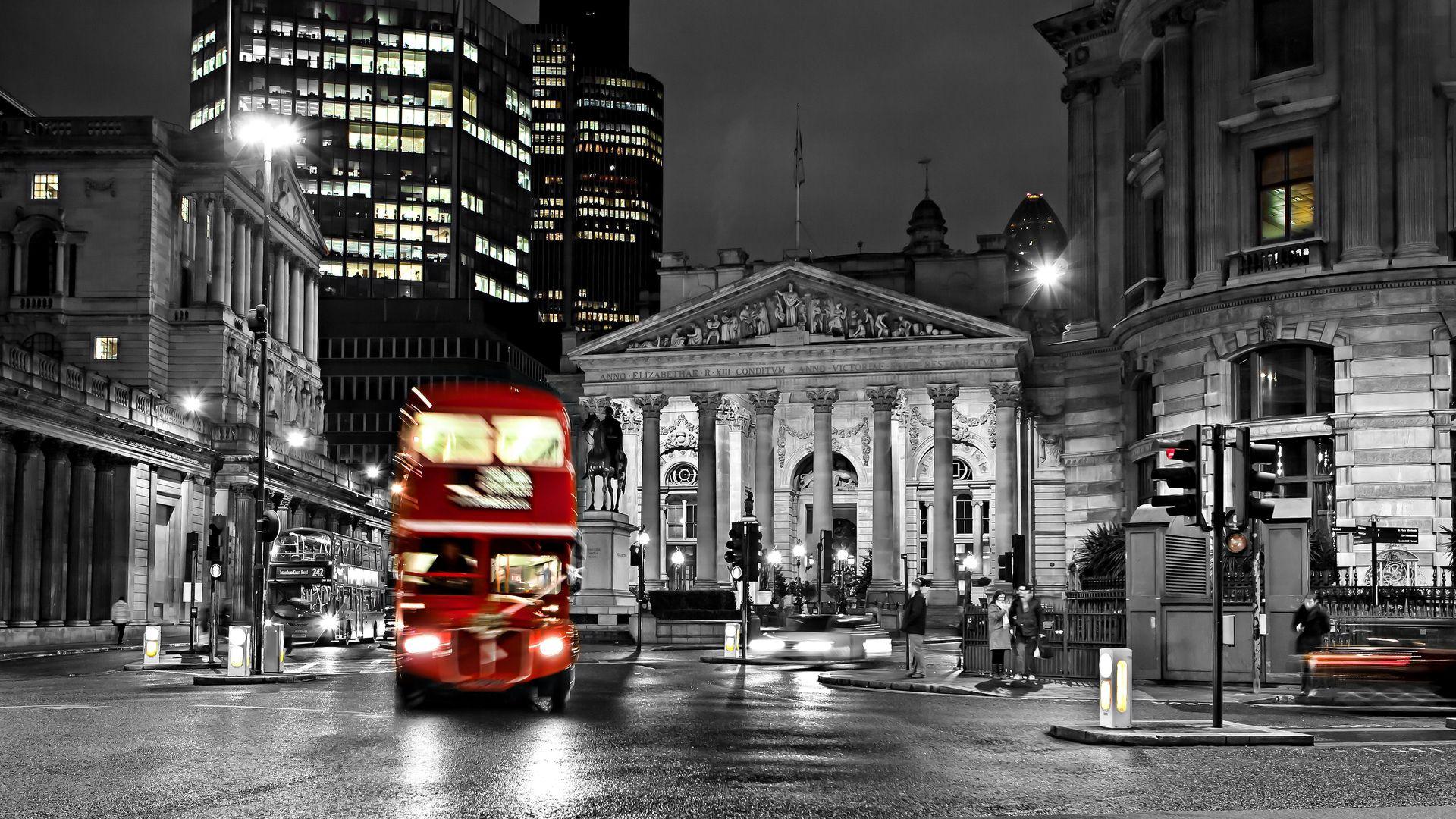 1920x1080 england, city, night, street, london, bus, road, lights