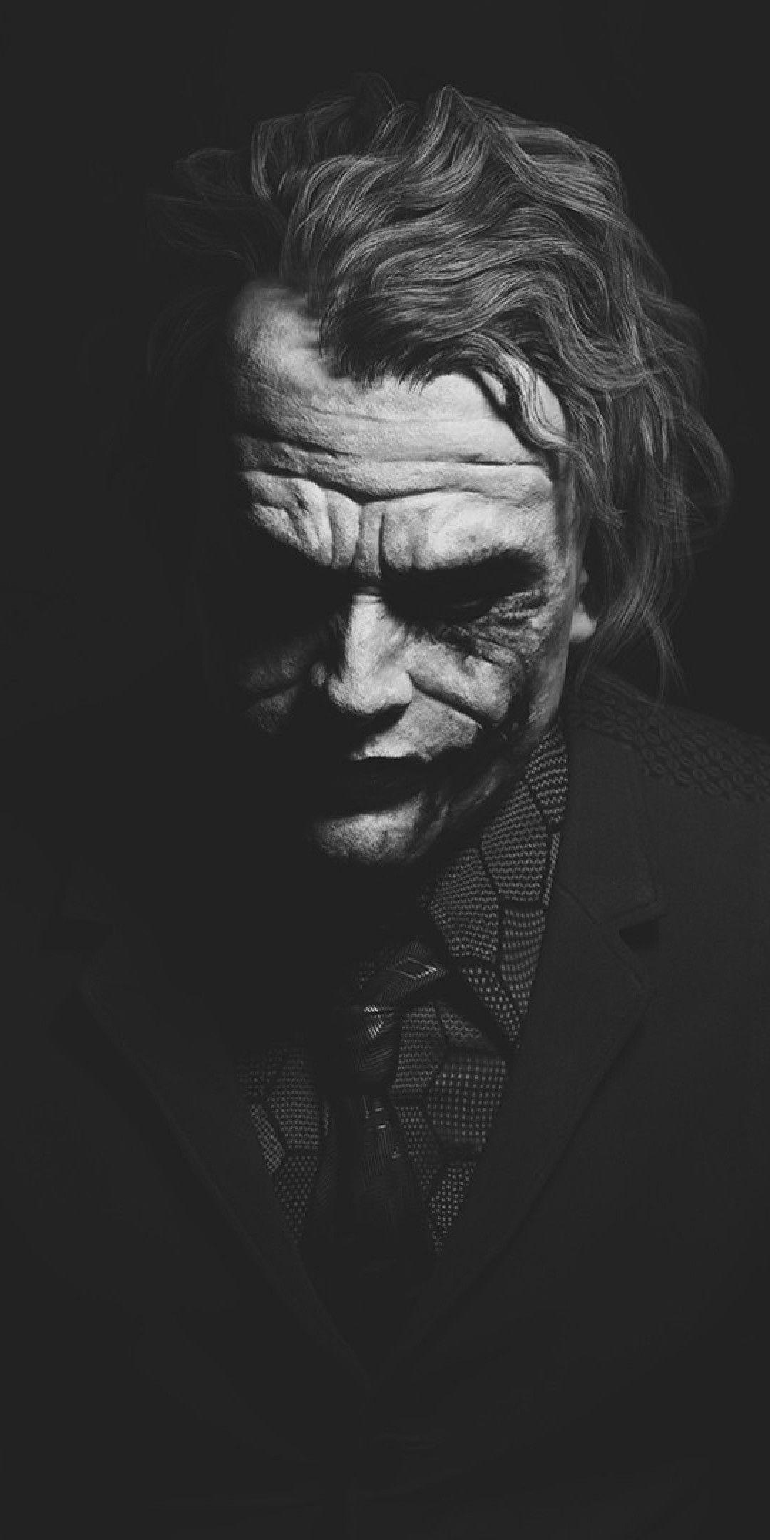 1080x2160 Download 1080x2160 Heath Ledger, Joker, Monochrome, Batman