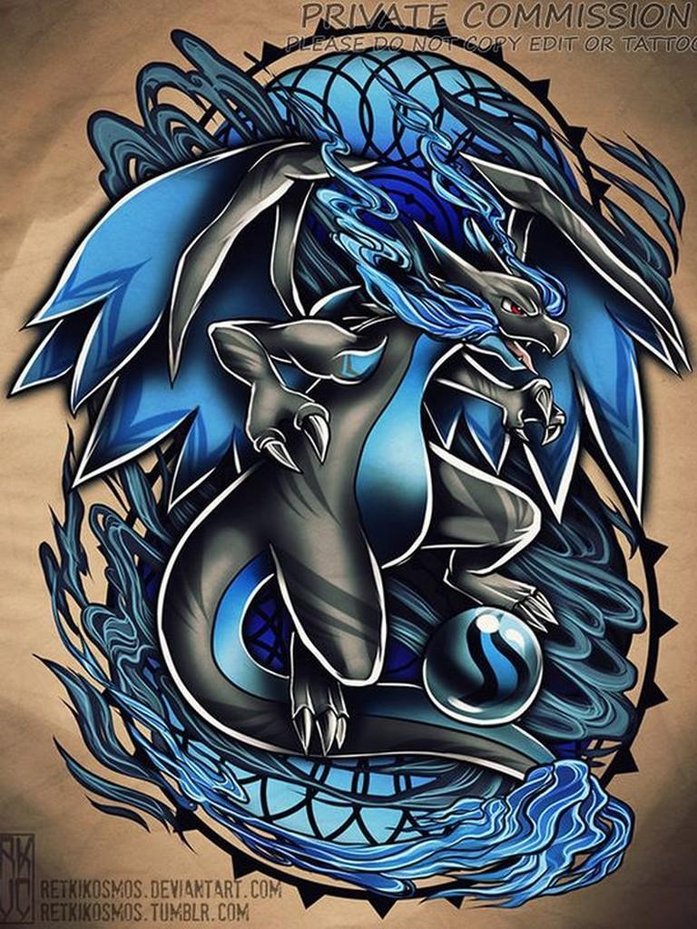 768x1024 Mega Charizard X Wallpaper for Android