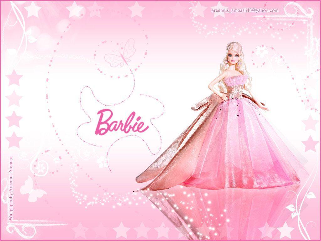 Free Hd Barbie Doll With Pink Dress Wallpaper