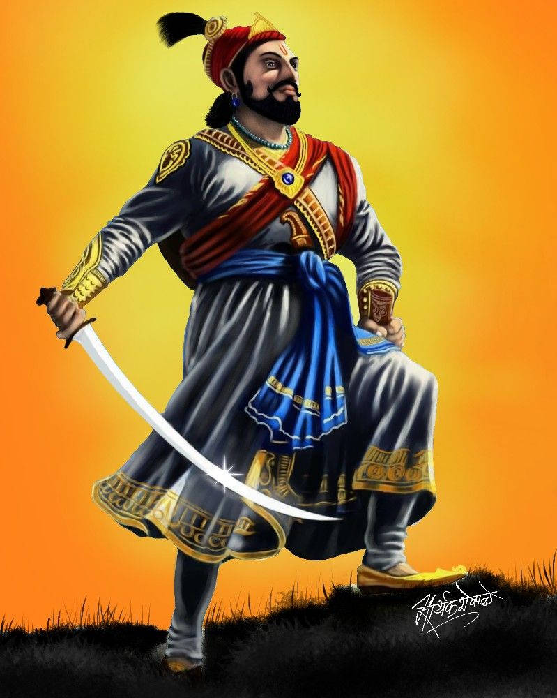 799x1000 Download Armed Sambhaji Maharaj Art Wallpaper
