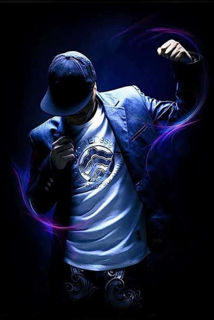 900x1342 Download Cool Guy Dancing With Neon Streaks Wallpaper