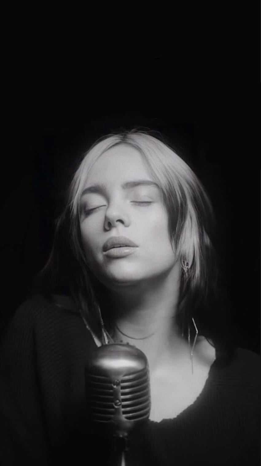850x1512 Billie eilish black and white HD wallpaper