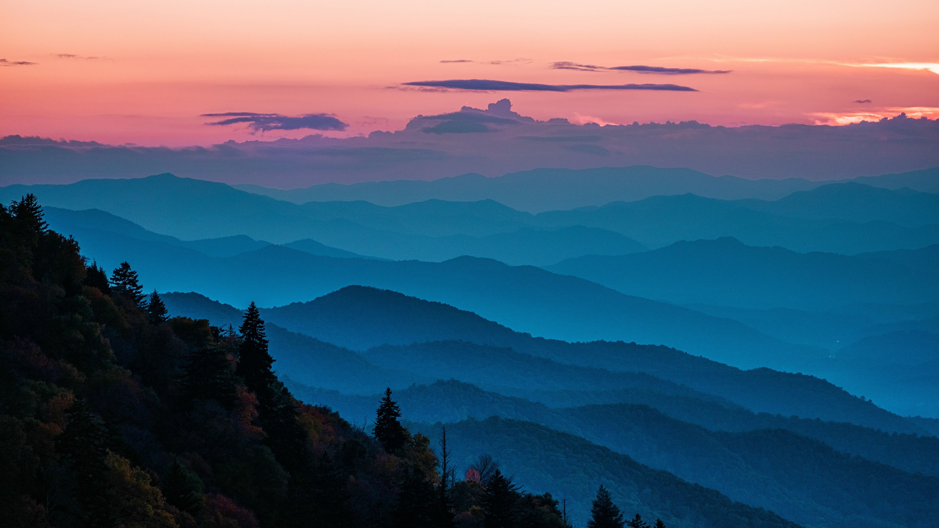 3840x2160 Blue Ridge Mountains Wallpaper 4K, USA, Layers