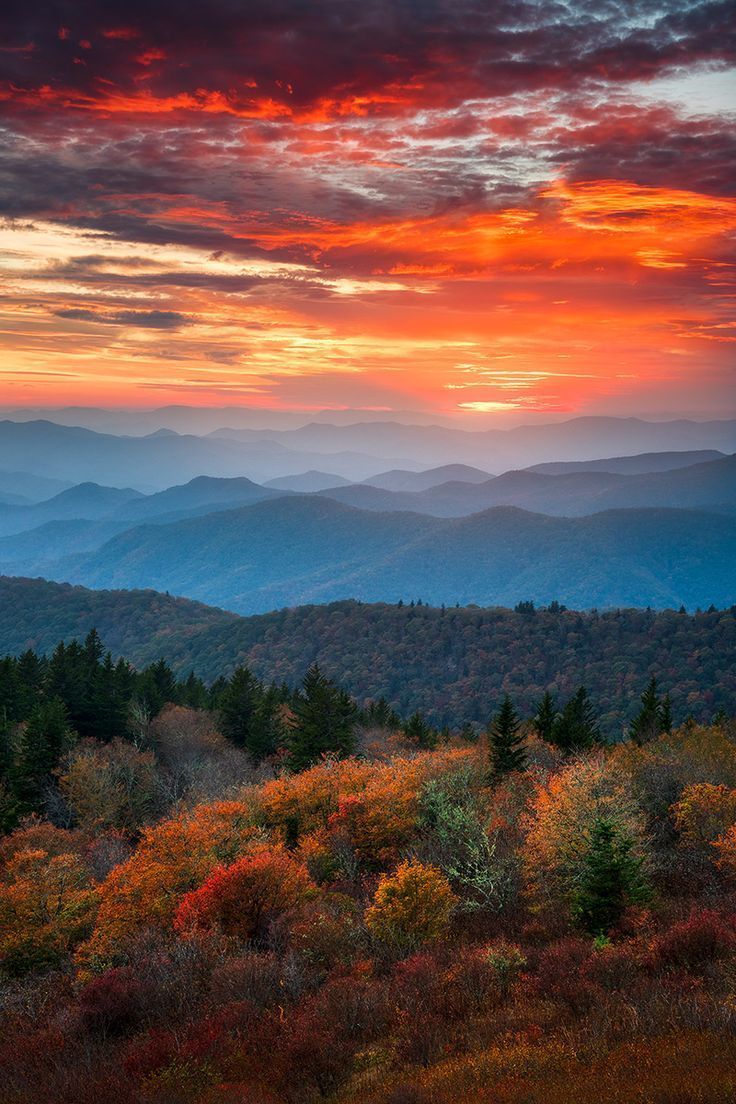 736x1104 Blue Ridge Mountains Autumn Sunset Landscape Photography Art Prints and Home Decor Asheville NC