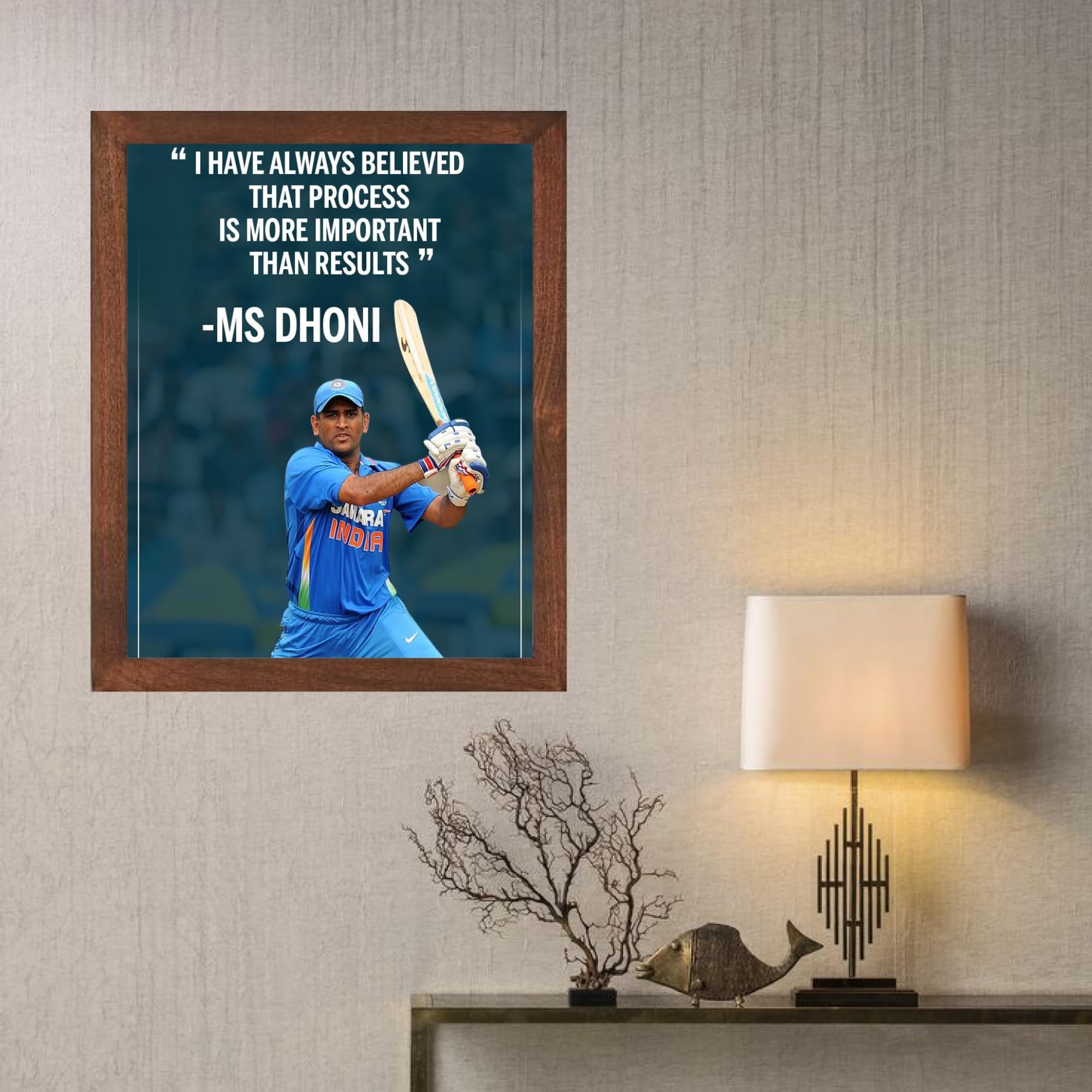 2000x2000 MS Dhoni: Process Over Result Quote Frame Inches Wisdom 9x11 inch photo frame -wood finish frame (Brown) : Amazon.in: Home & Kitchen