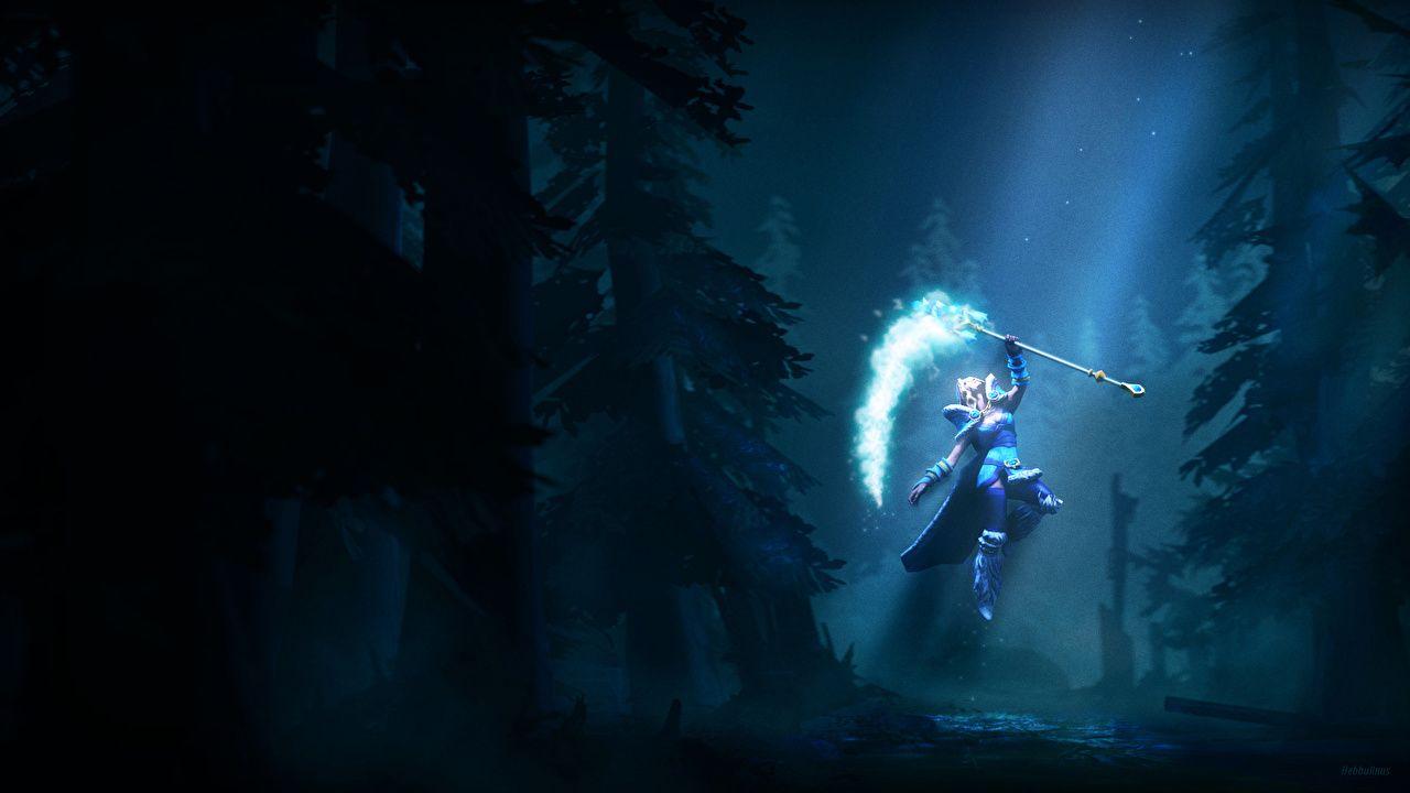 1280x720 Desktop Wallpaper DOTA 2 Crystal Maiden sorcery Mage Staff Fantasy