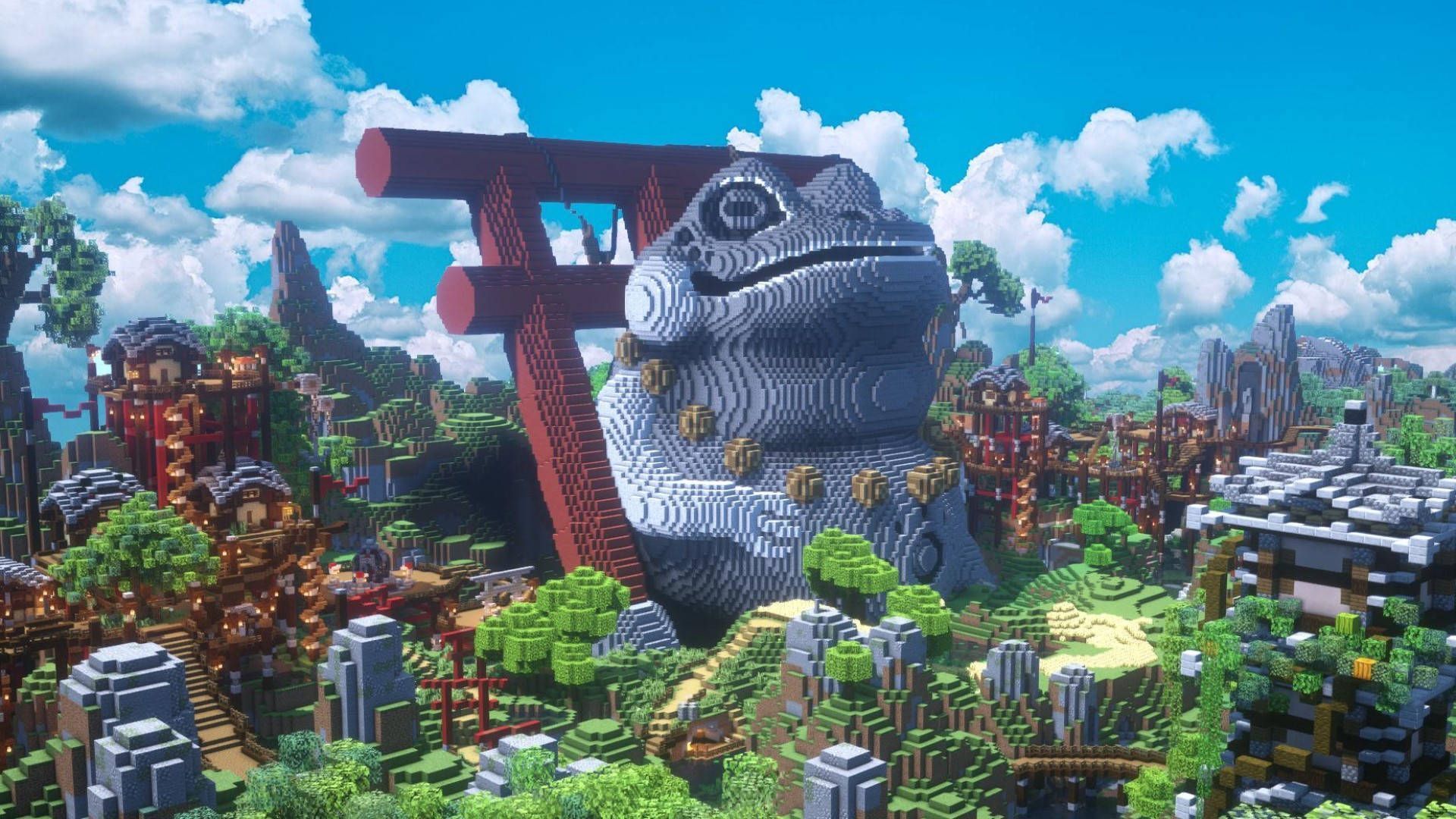 1920x1080 Download Beautiful Minecraft Giant Frog Statue Wallpaper