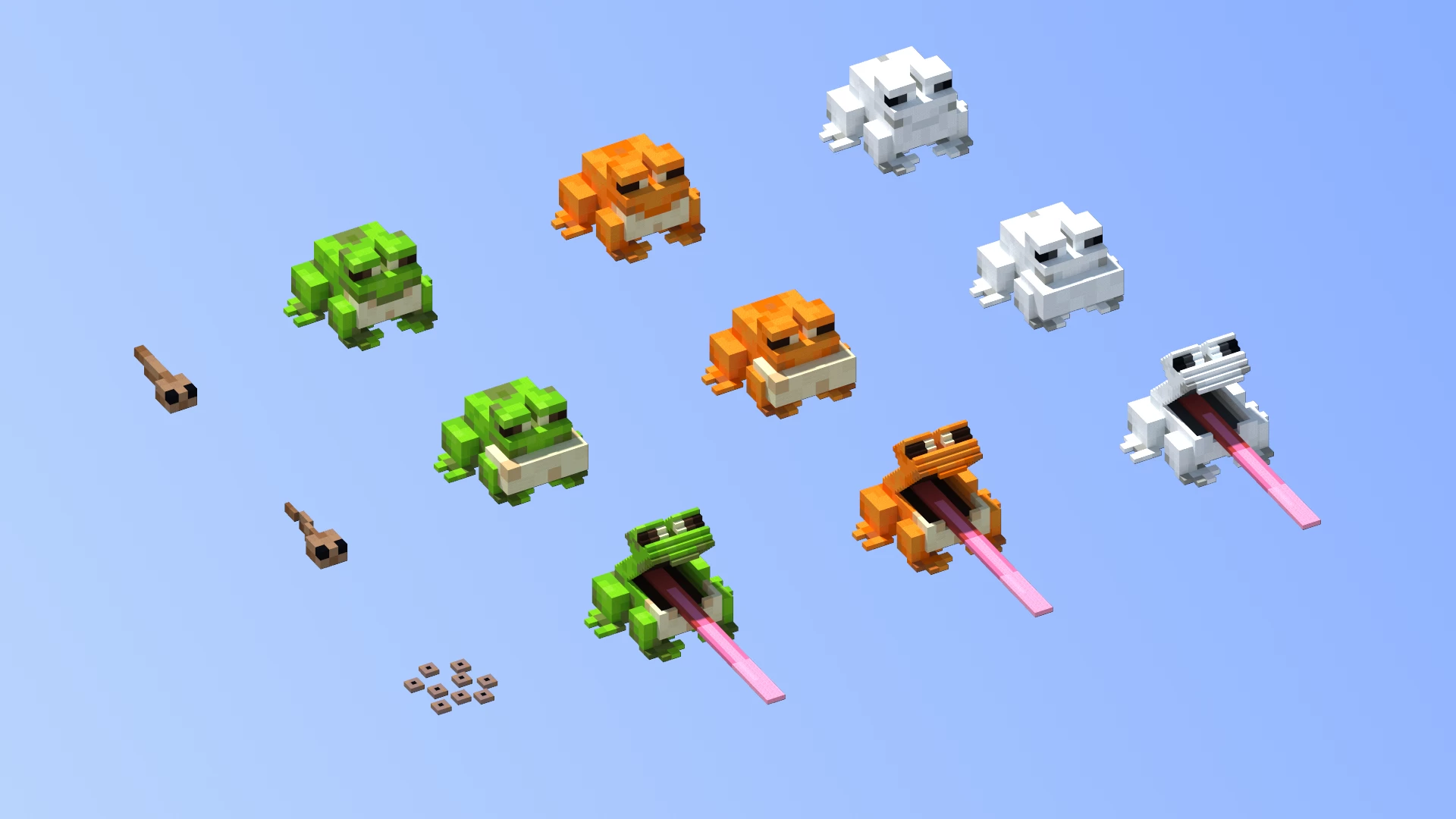 1920x1080 Frog Mob Statues Minecraft Map