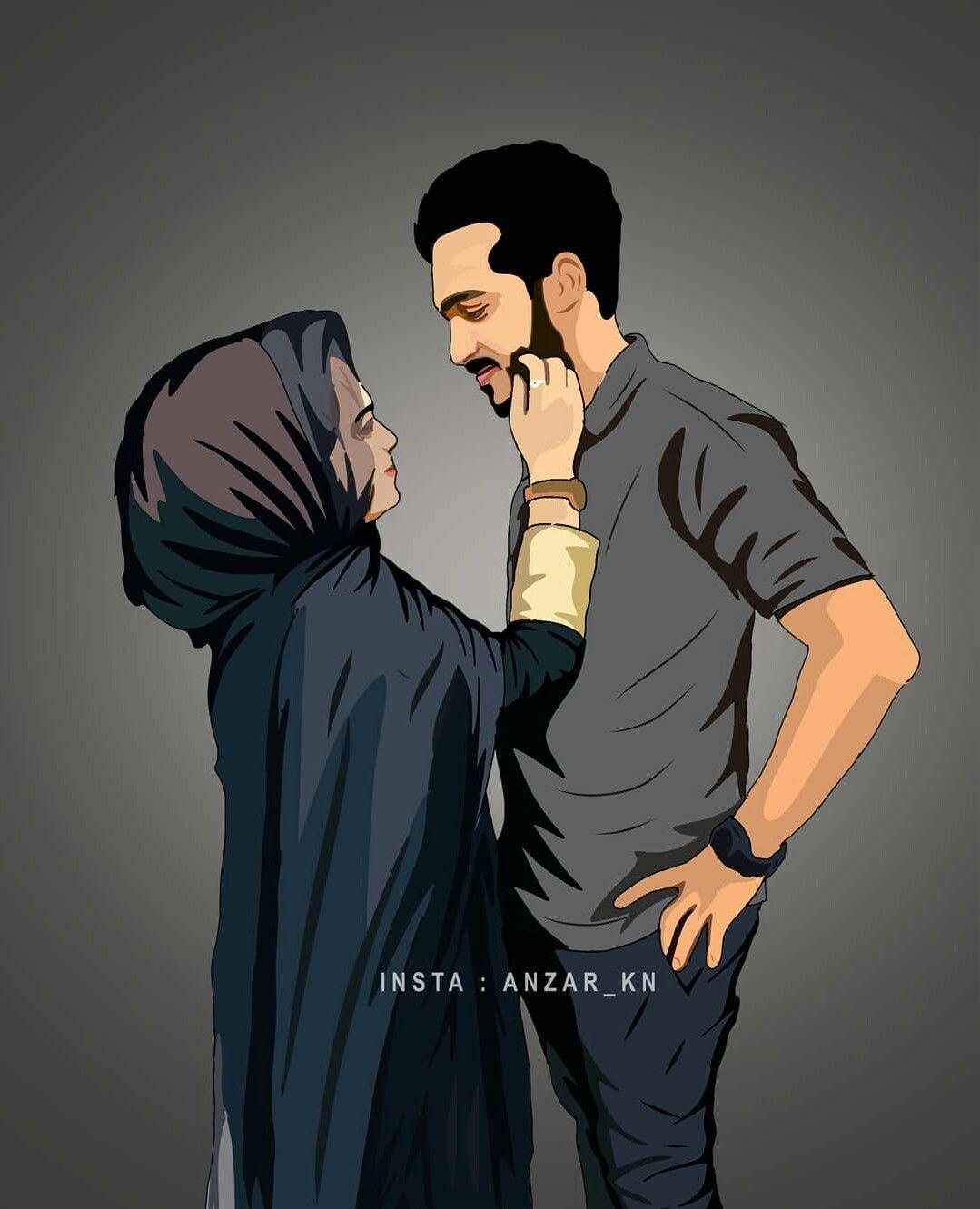 √ Cute Islamic Couple Cartoon Pic - Islamic Motivational 2022