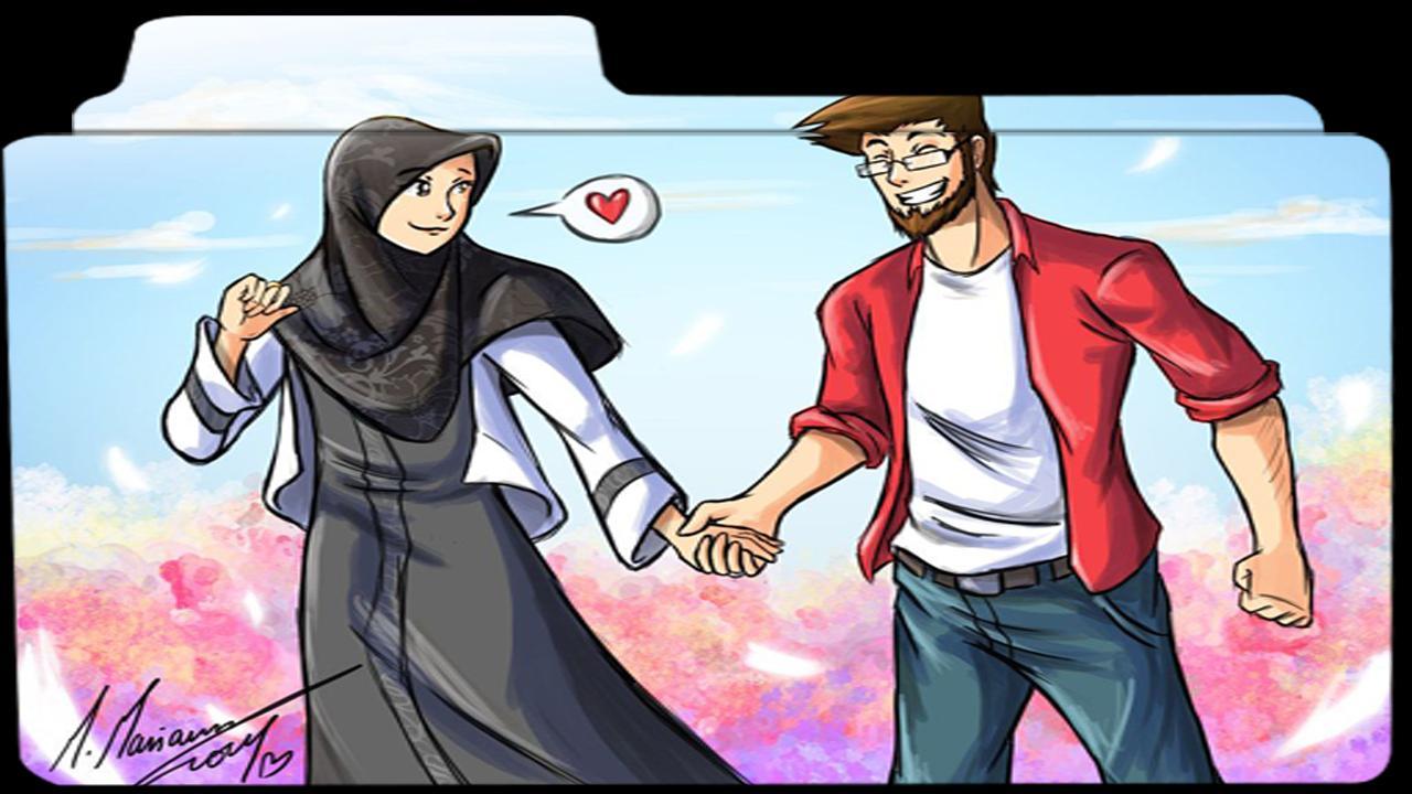 1280x720 muslim couple cartoon wallpaper for Android