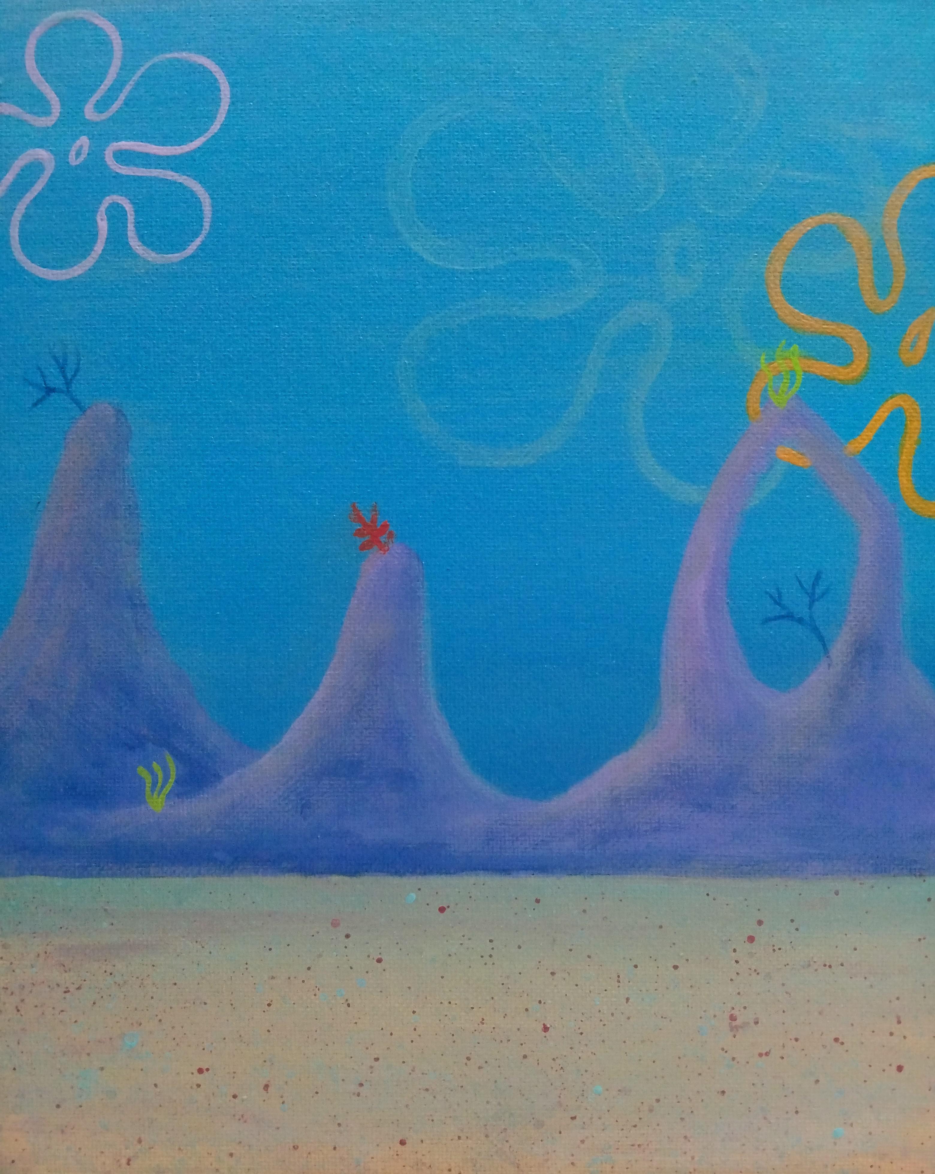 3120x3916 painted the Bikini Bottom background and I never realized how liminal it is with no characters