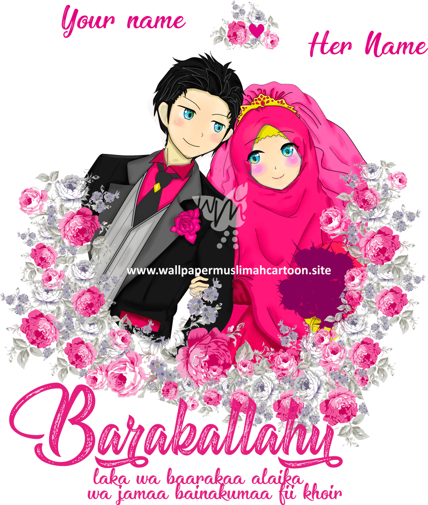 854x1007 Cartoon Muslim Wedding Couple, Download Wallpaper
