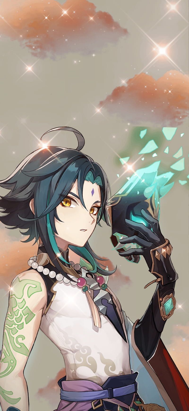 800x1739 Lumine looking back at the sky. Genshin Impact 2K wallpaper download