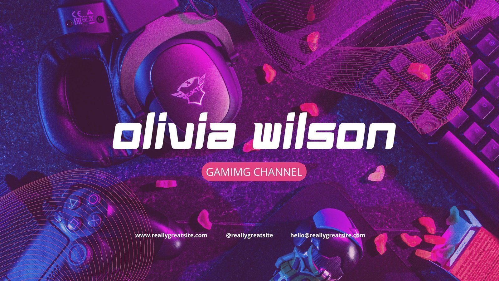 1600x900 Customizable gaming YouTube channel art templates